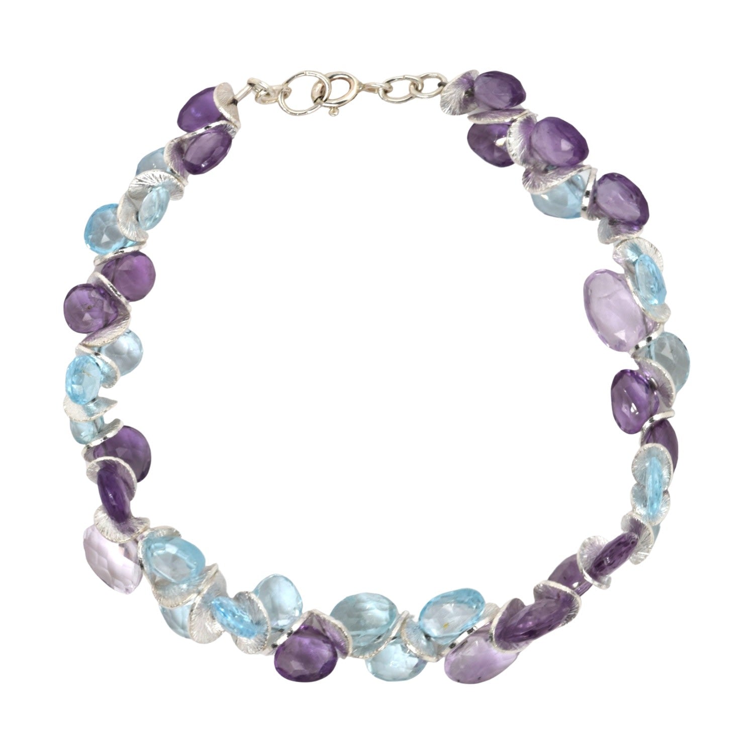 Signature Blue Topaz With Purple Amethyst Sterling Bracelet