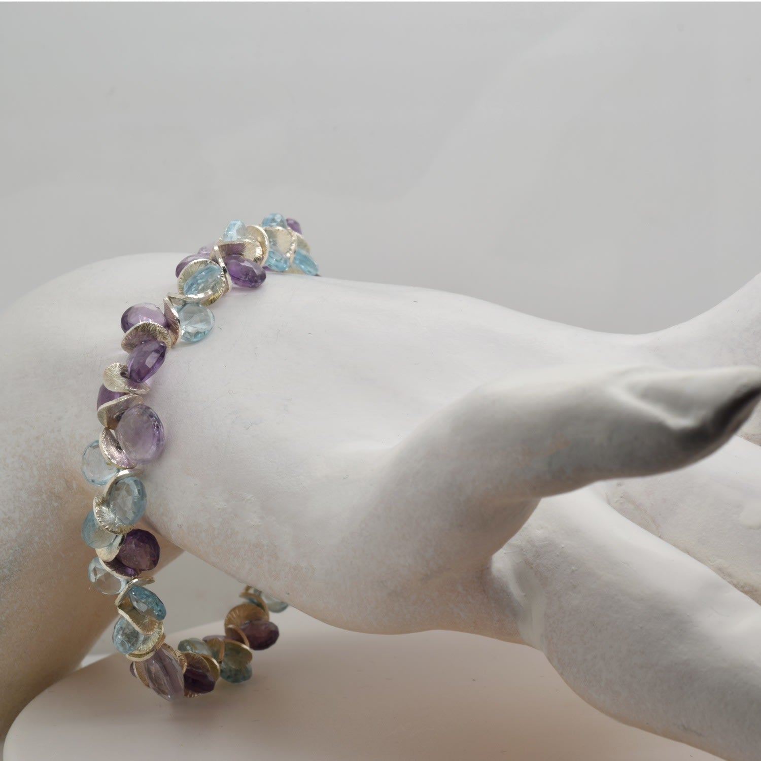 Signature Blue Topaz With Purple Amethyst Sterling Bracelet
