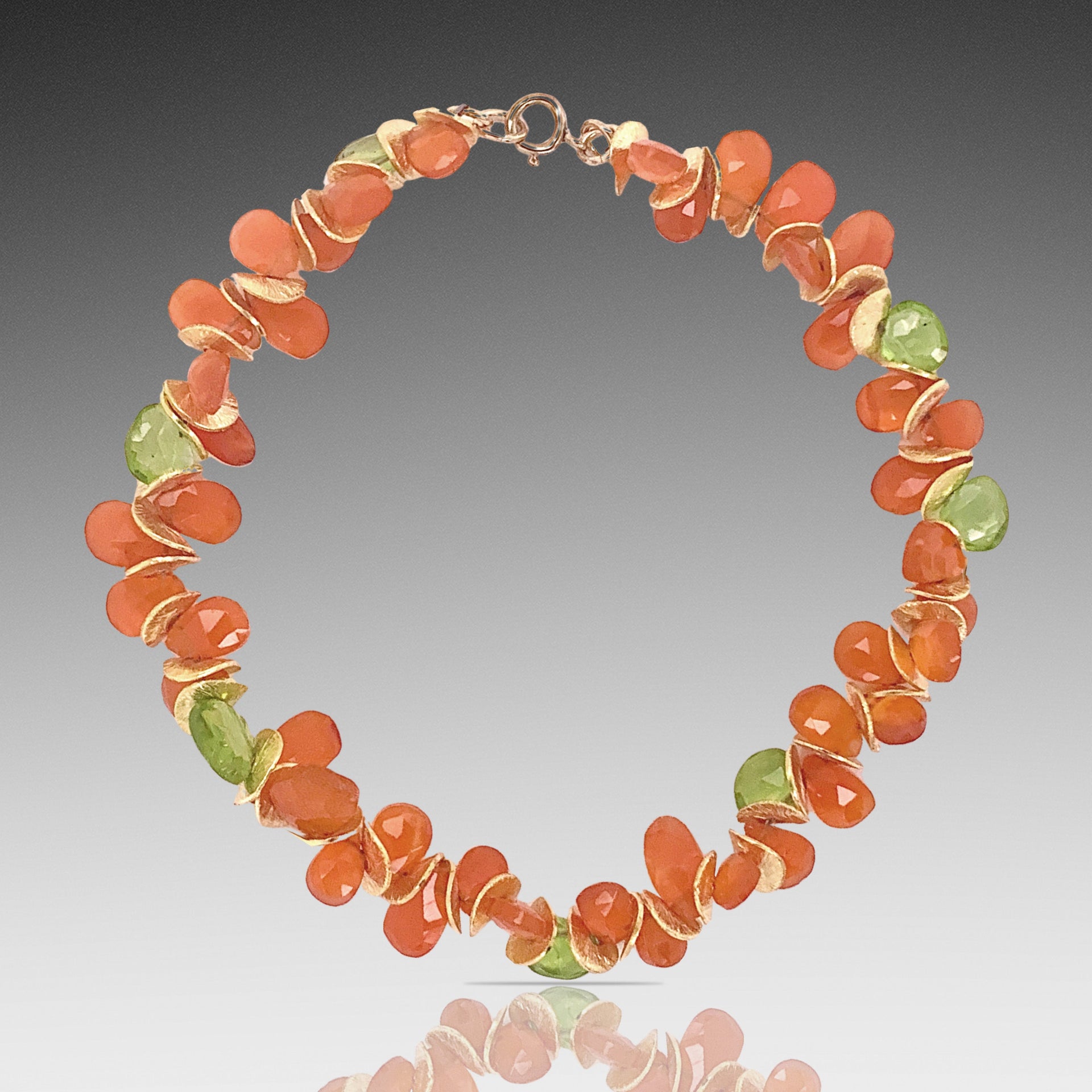 Signature Bracelet In Carnelian & Peridot