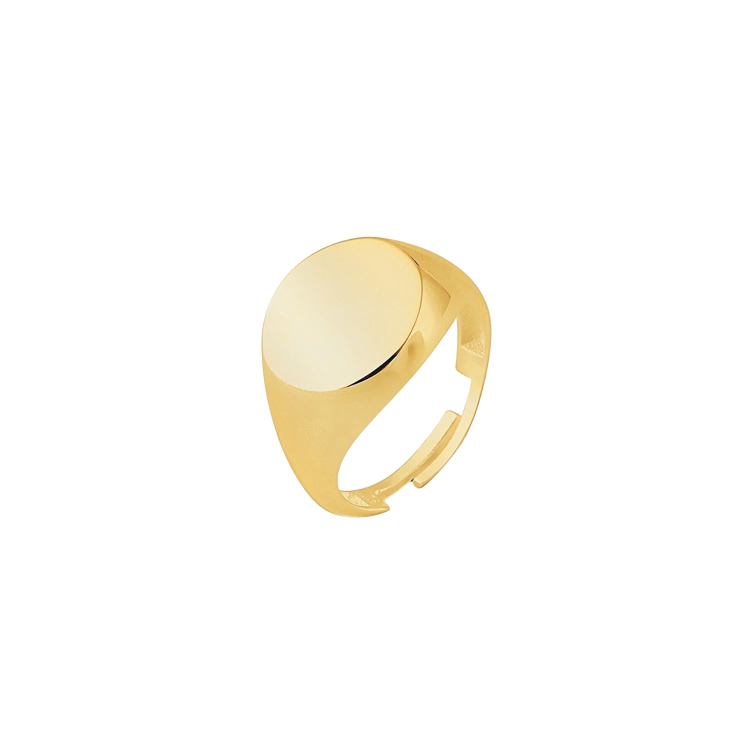 Signature Round Sterling Silver Signet Ring - Gold