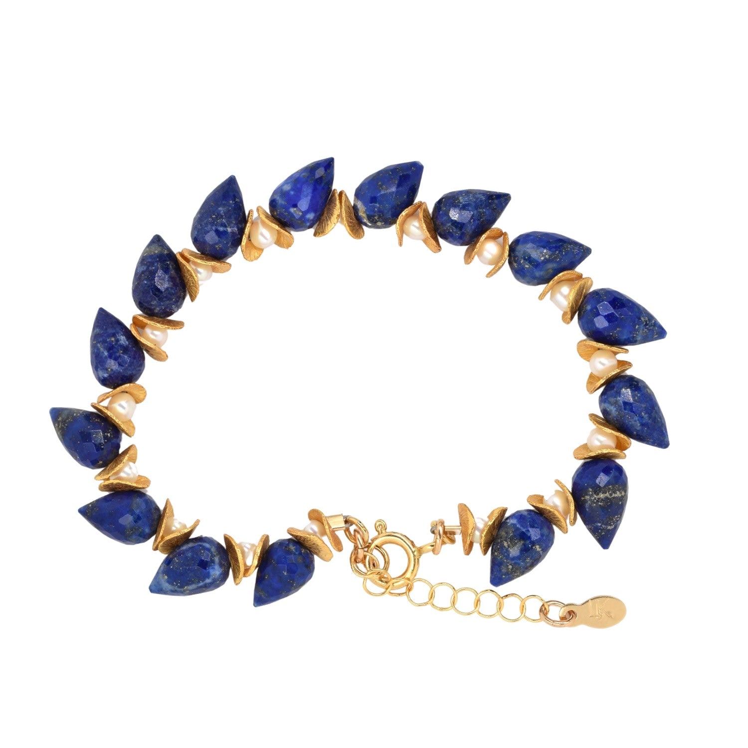 Signature Lapis & Pearl Gold Bracelet