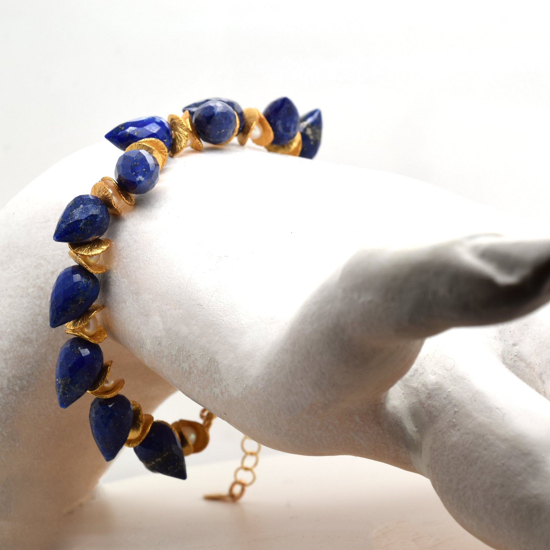 Signature Lapis & Pearl Gold Bracelet