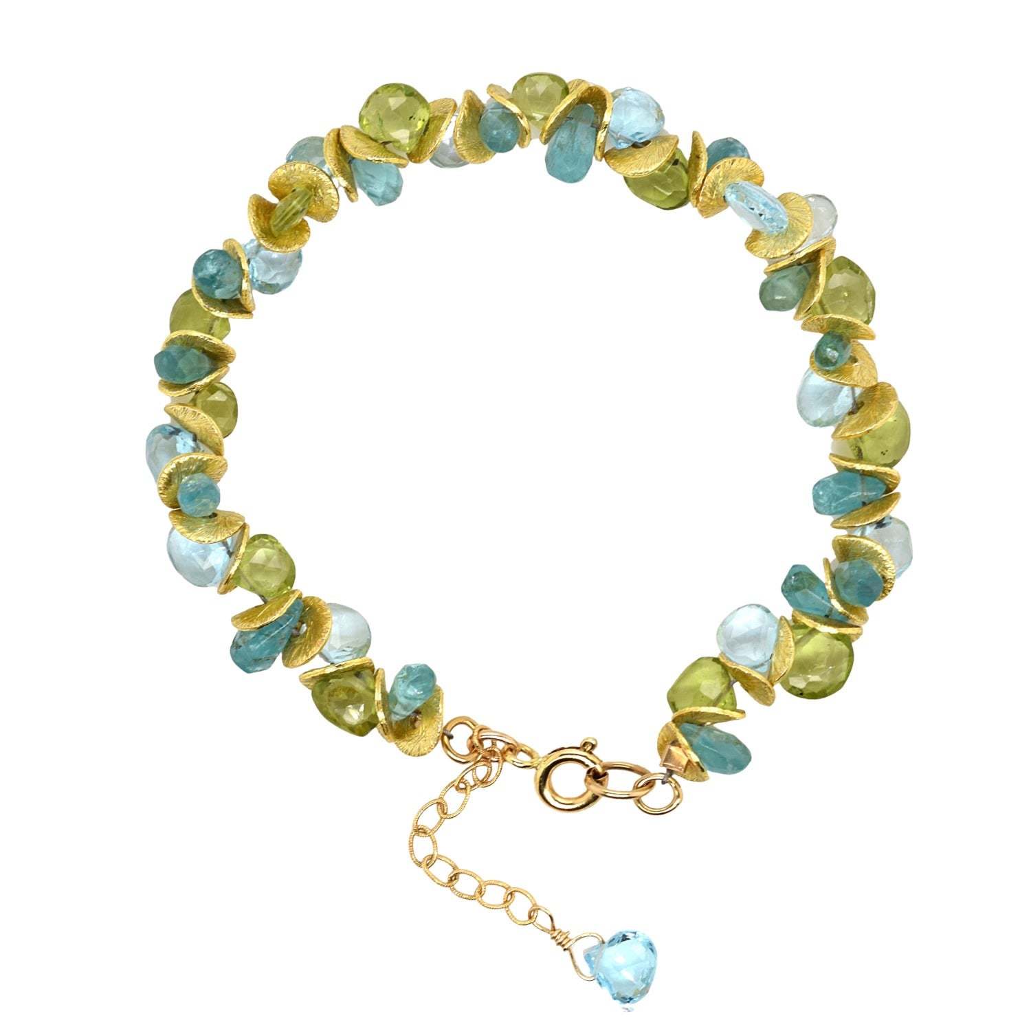 Signature Ocean Wave Peridot Apatite Topaz Gold Bracelet