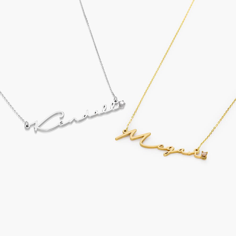 Signature Style Name Necklace in Sterling Silver with Diamond
