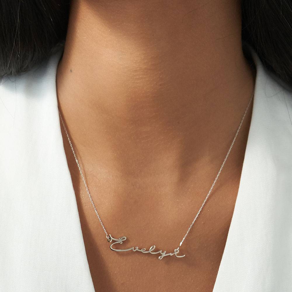 Birthday Gifts Ideas for Her - Signature Style Name Necklace - White Gold - Custom Name Necklace