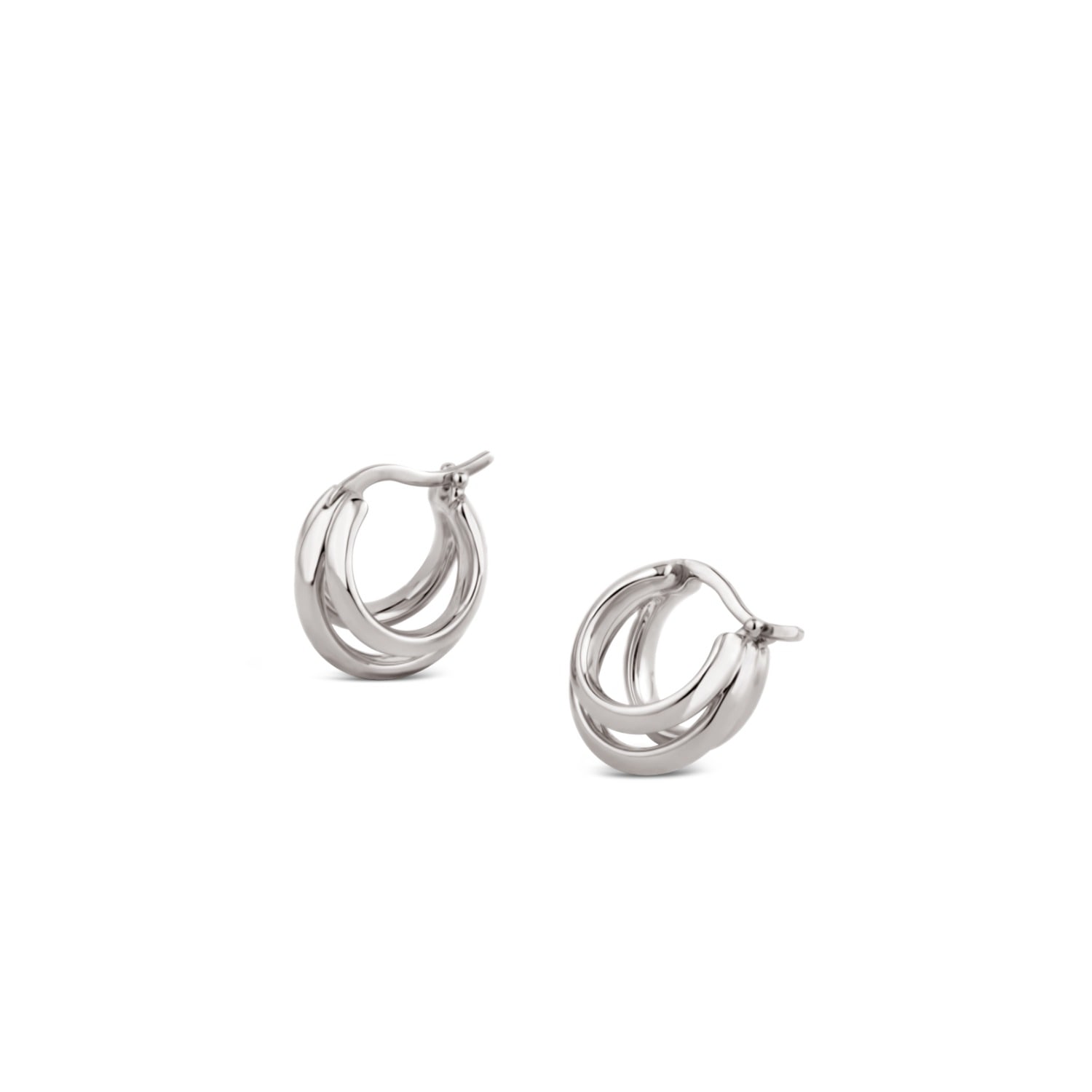 Signature Triple Huggie Hoops Silver
