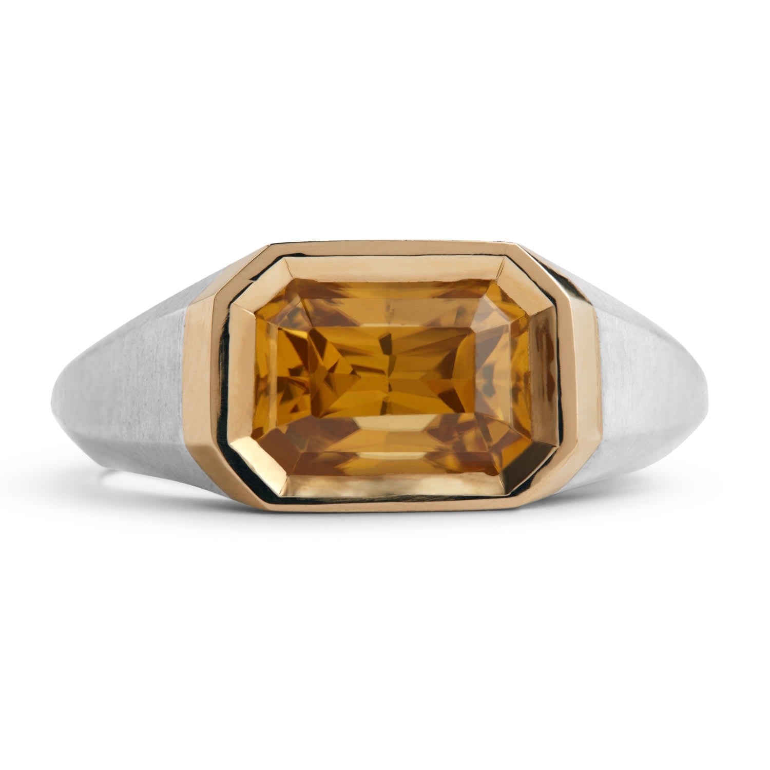 Signet Ring - Silver & Gold - Natural Peach Zircon
