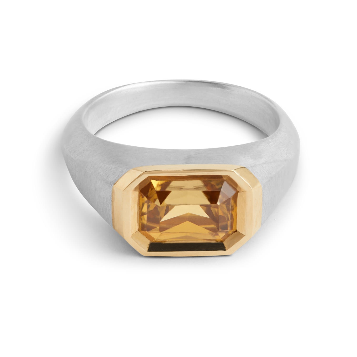 Signet Ring - Silver & Gold - Natural Peach Zircon