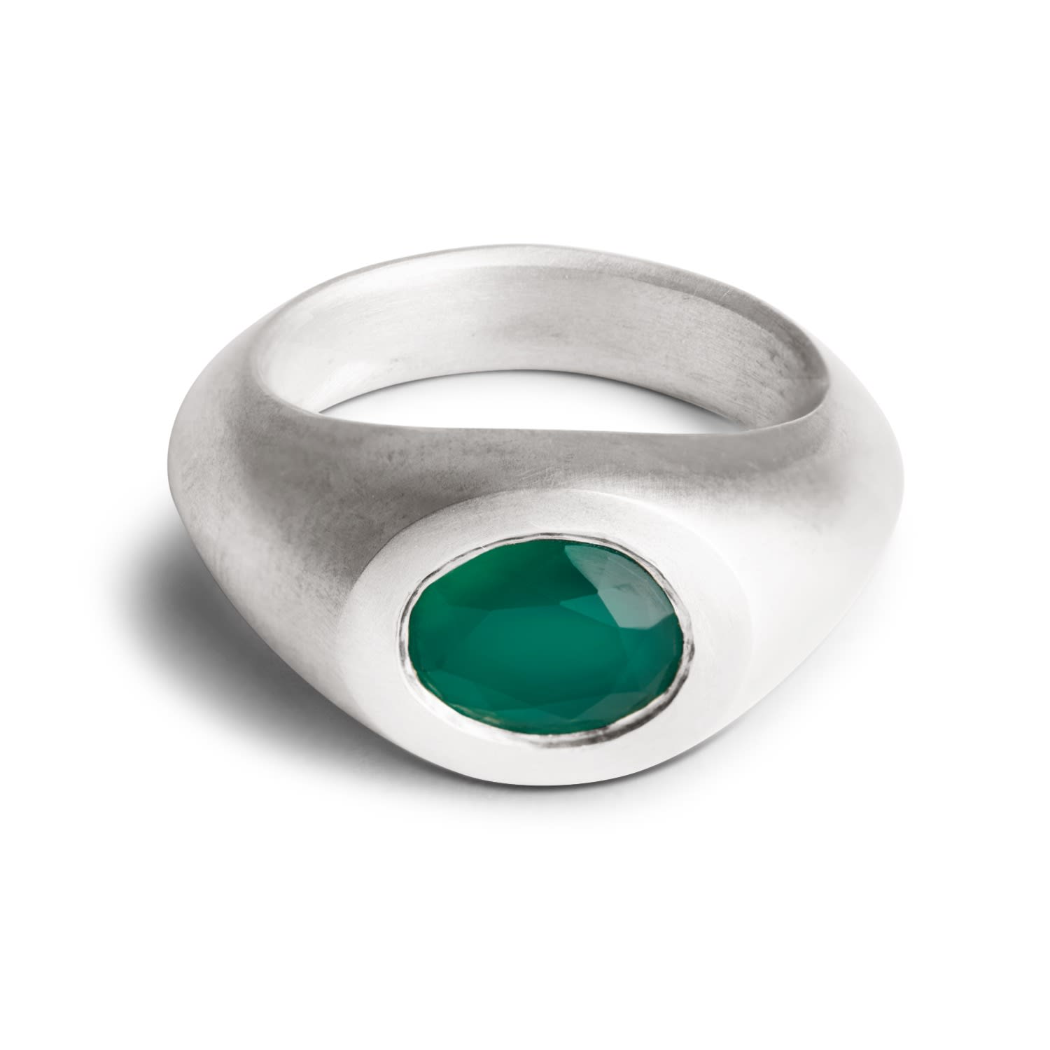 Signet Ring - Silver & Green Agate