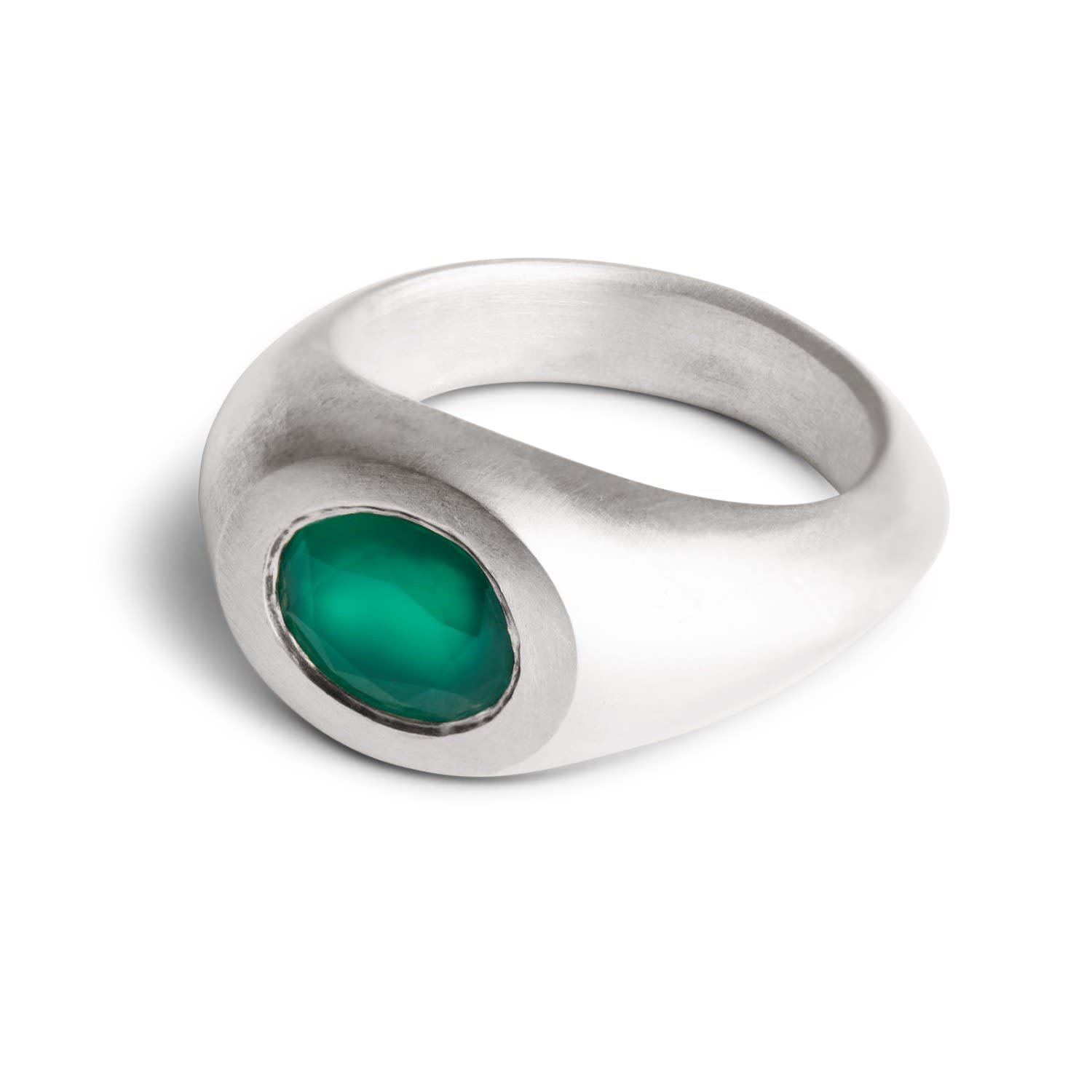 Signet Ring - Silver & Green Agate
