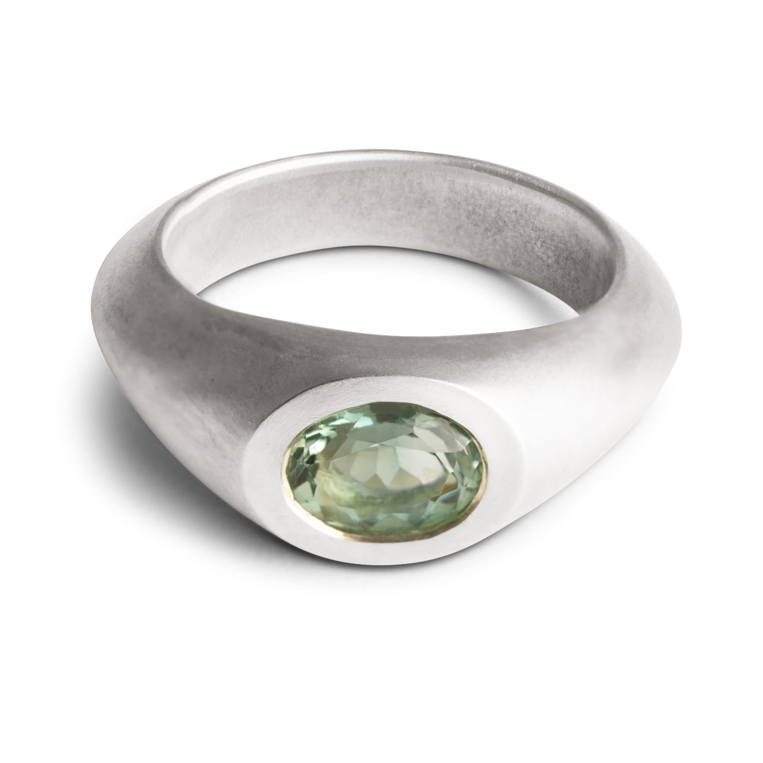 Signet Ring - Silver & Green Amethyst