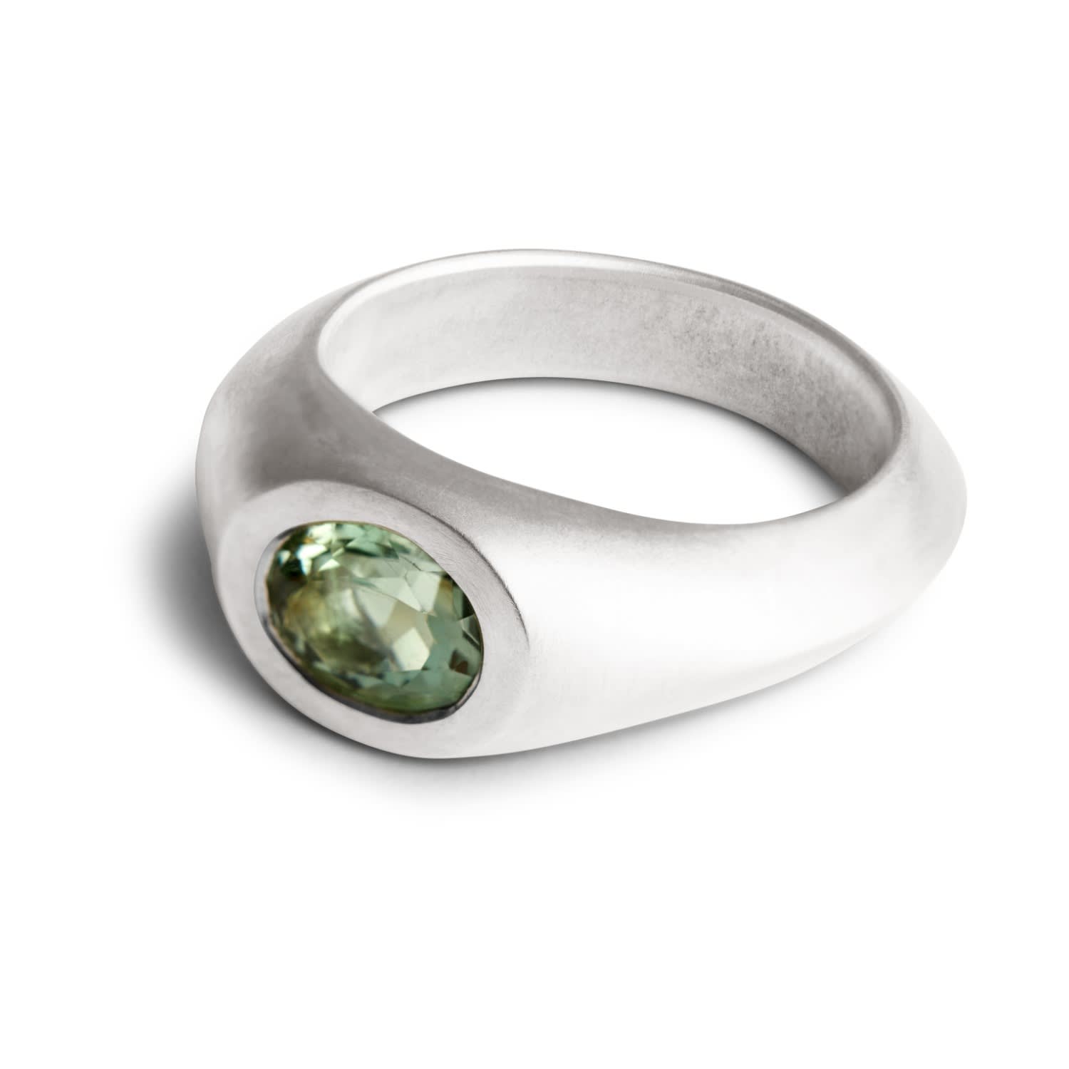 Signet Ring - Silver & Green Amethyst