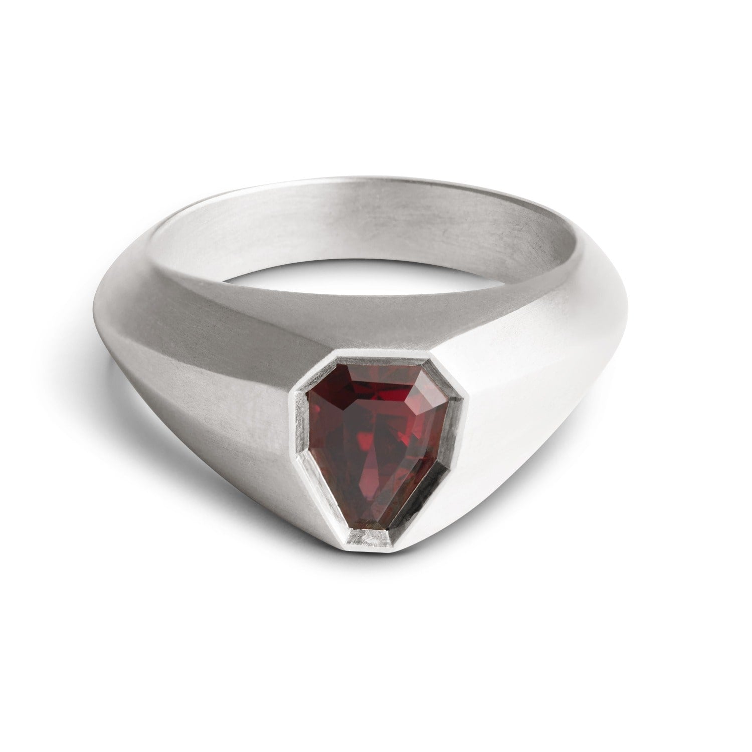 Signet Ring - Silver & Red Garnet