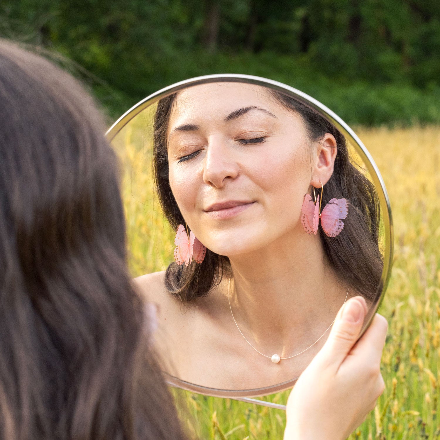 Pink Silk Butterfly Earrings Silk Wings Fairy Jewelry