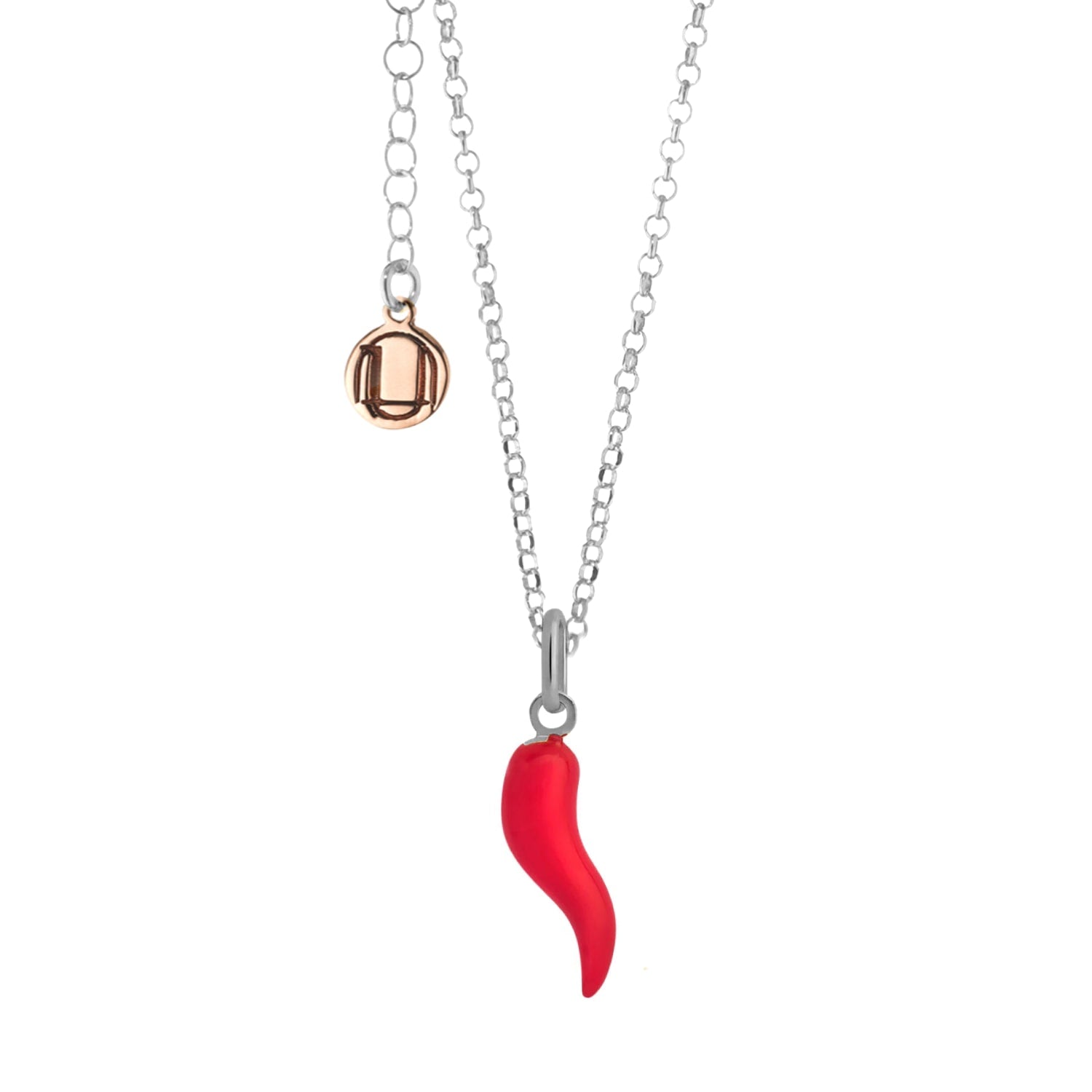 Silver And Red Enamel Cornicello Necklace – Italian Handmade Good Luck Charm