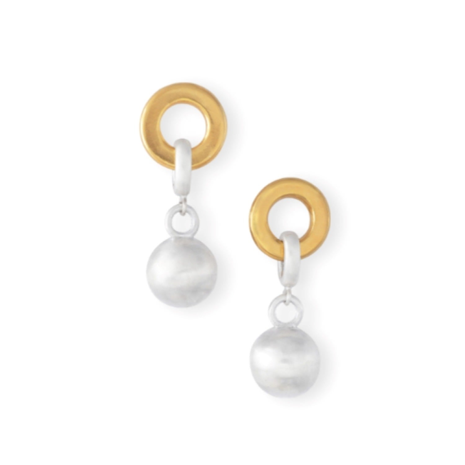 Silver Bead Gold Circle Drop Earrings