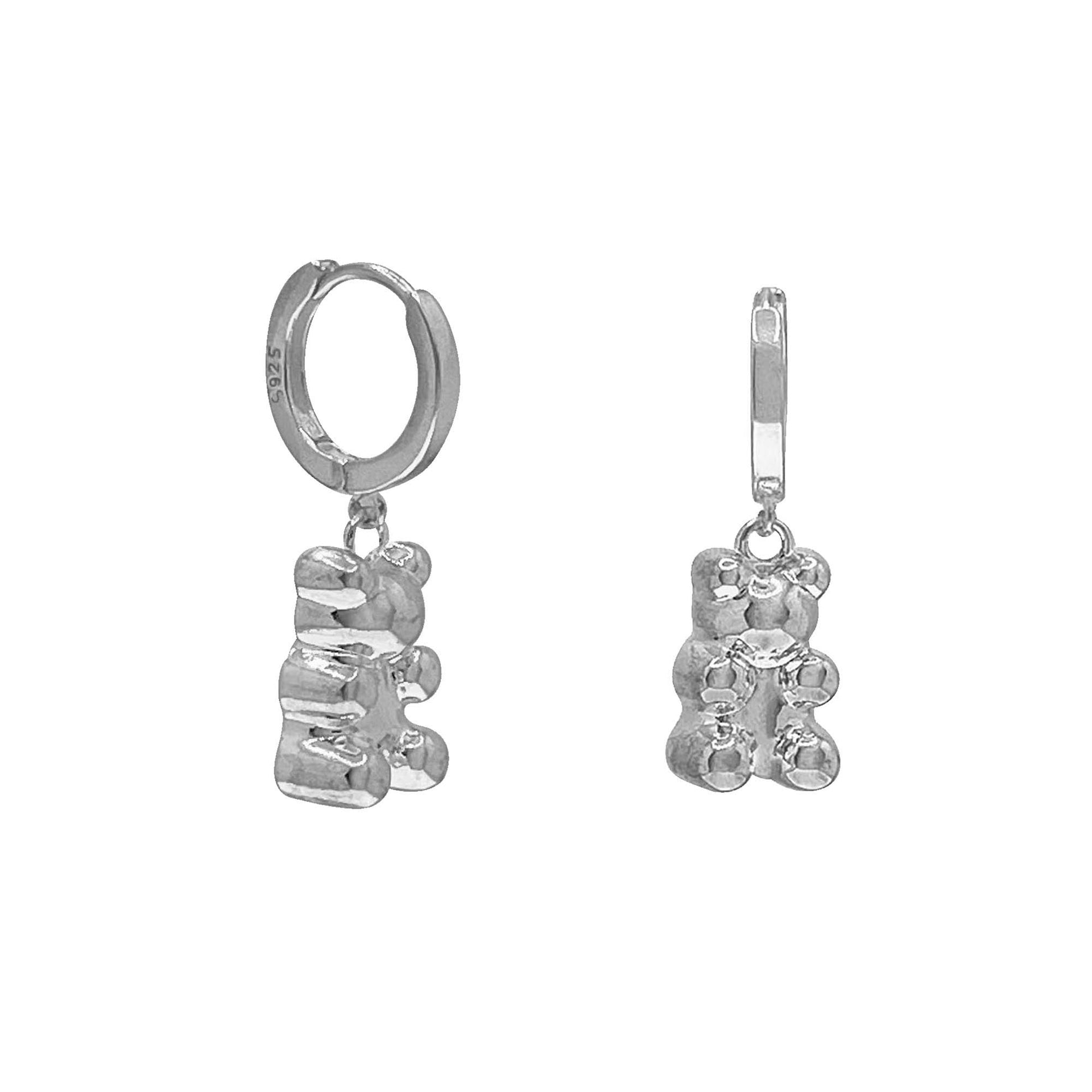 Silver Bear Pendant Earrings