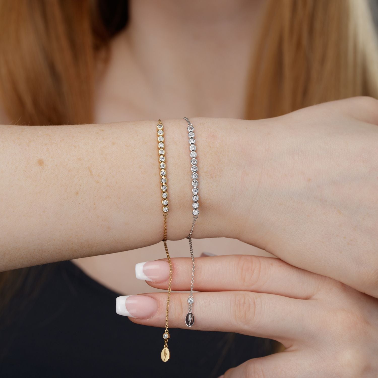 Silver Bezel Bar Bracelet With Slider Clasp