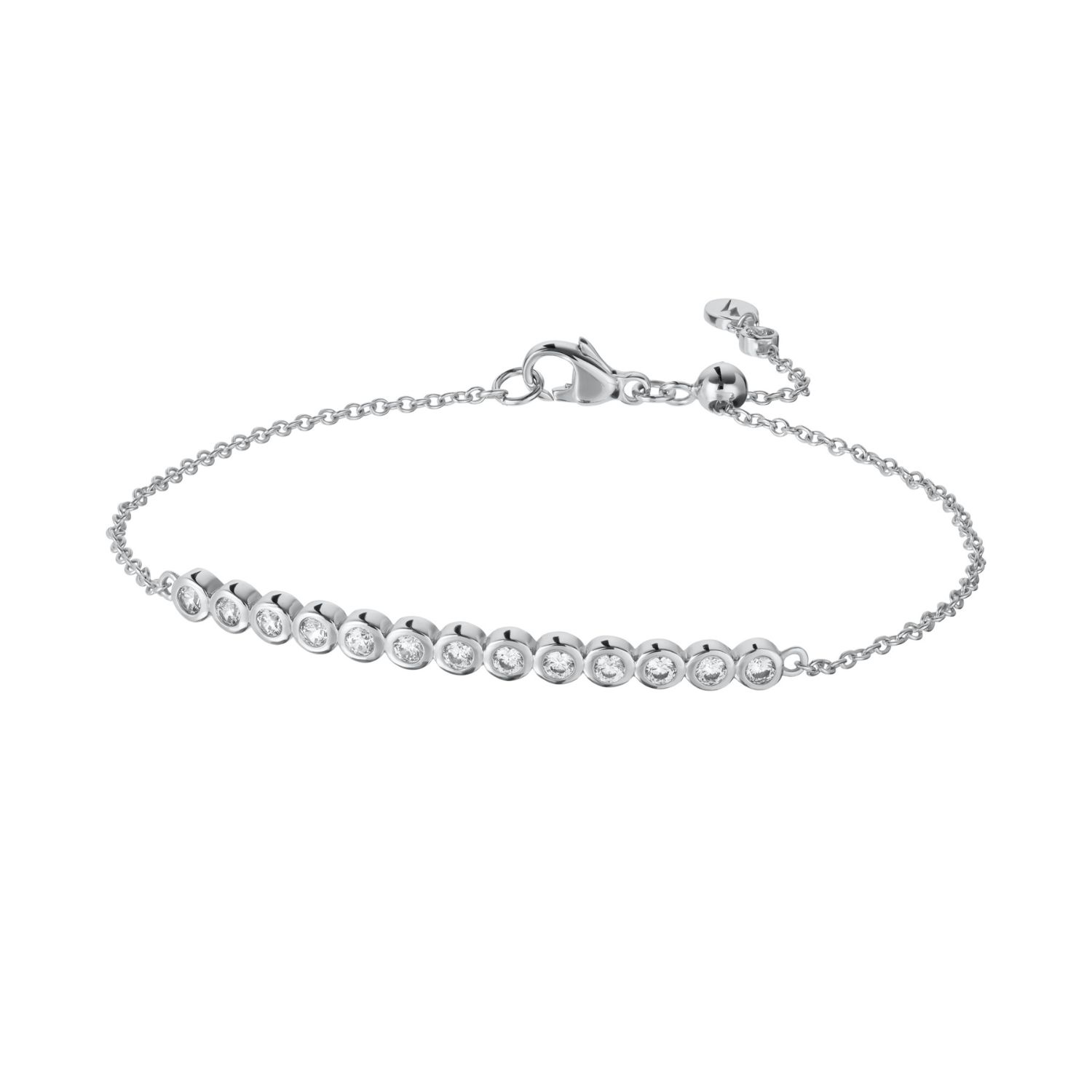 Silver Bezel Bar Bracelet With Slider Clasp