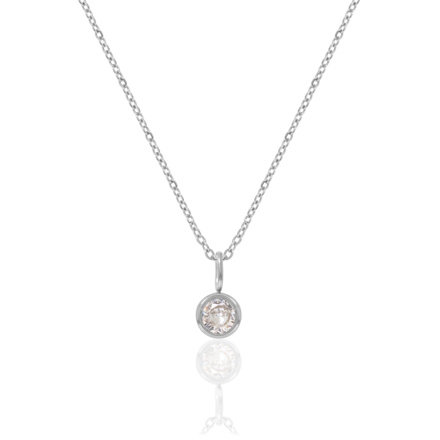 Silver Birthstone Necklace - April
