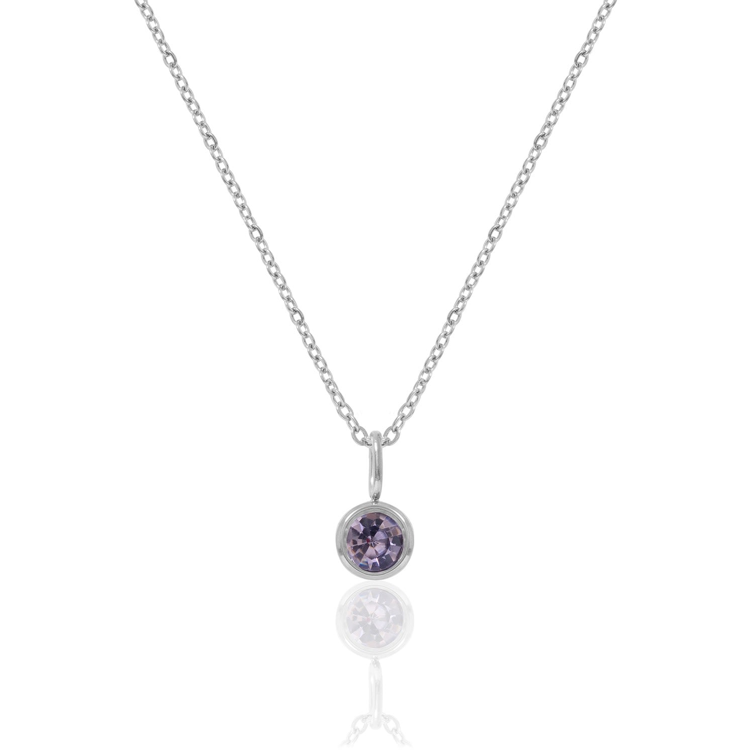 Silver Birthstone Necklace - February