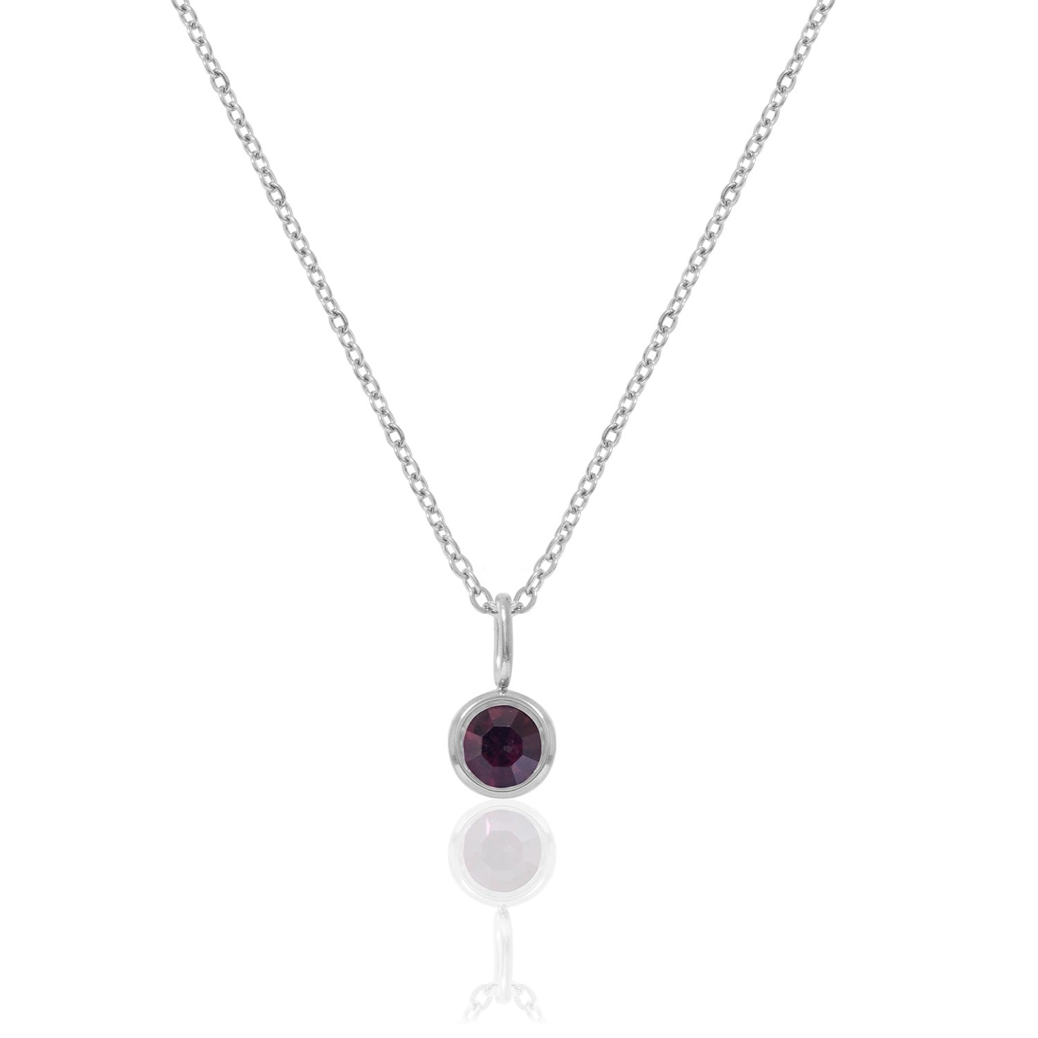 Silver Birthstone Necklace - June