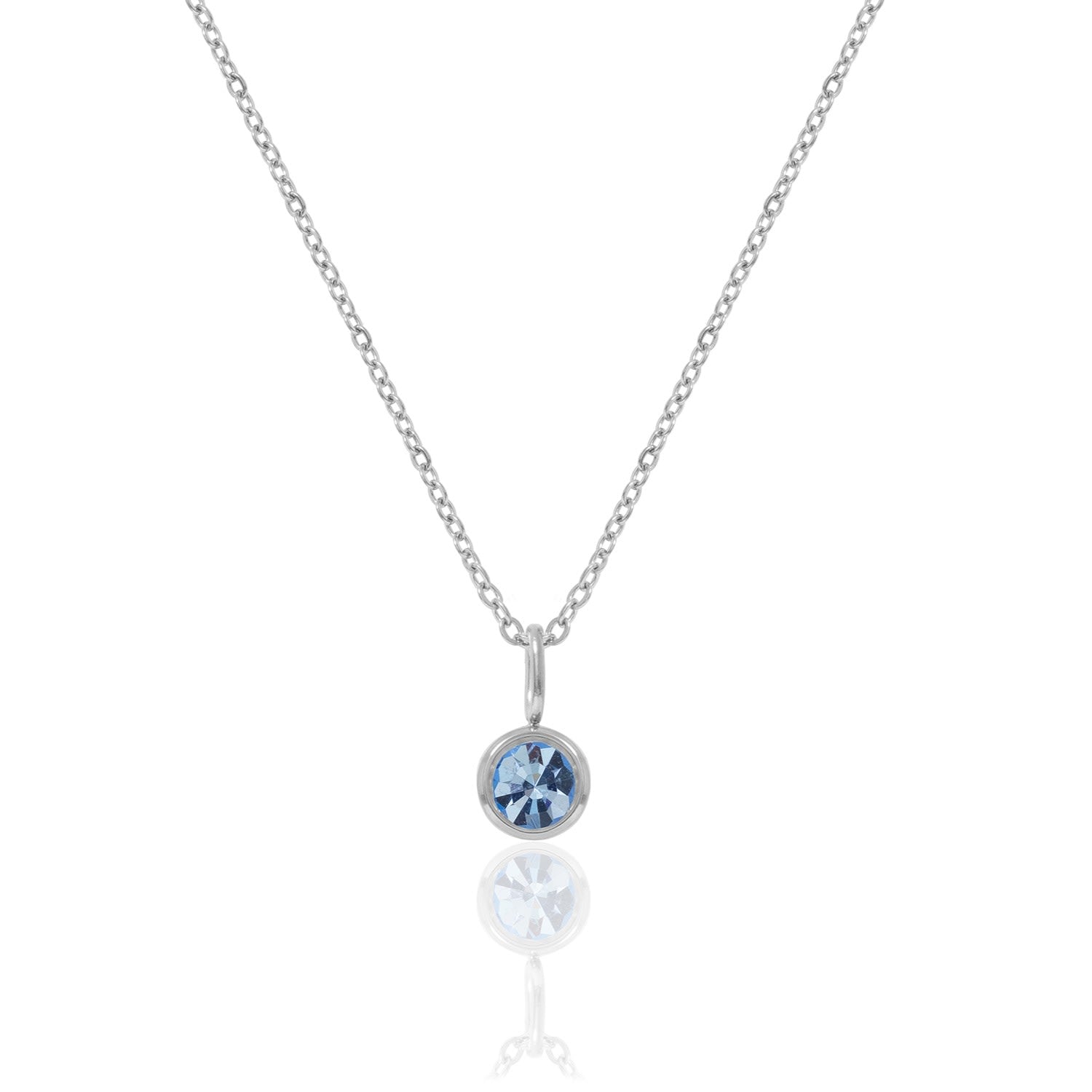 Silver Birthstone Necklace - March
