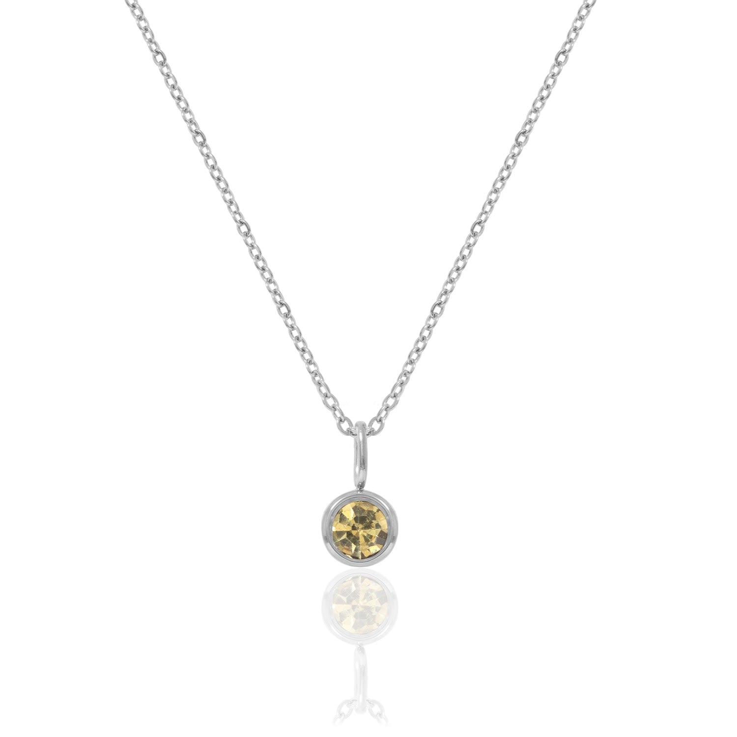 Silver Birthstone Necklace - November