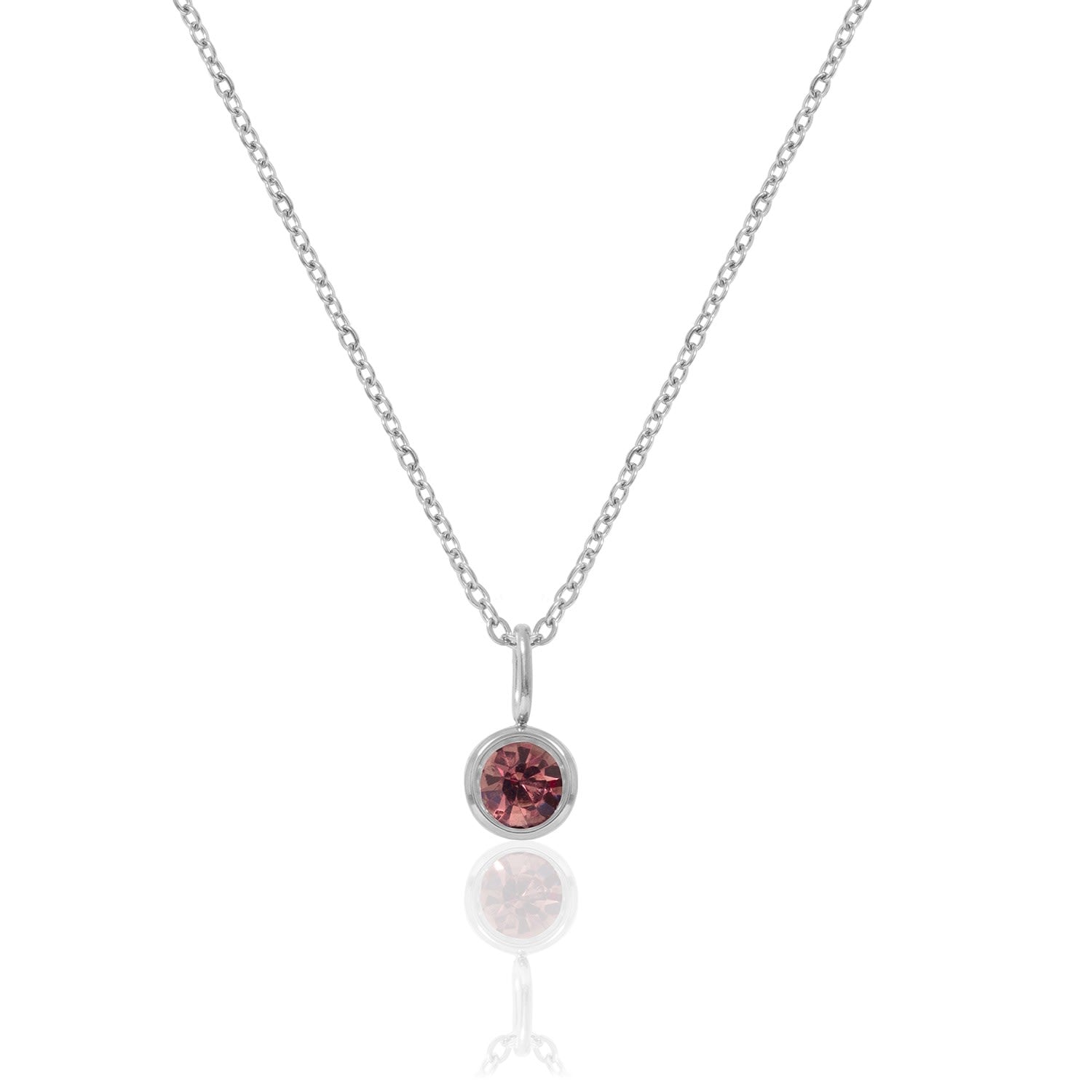Silver Birthstone Necklace - October
