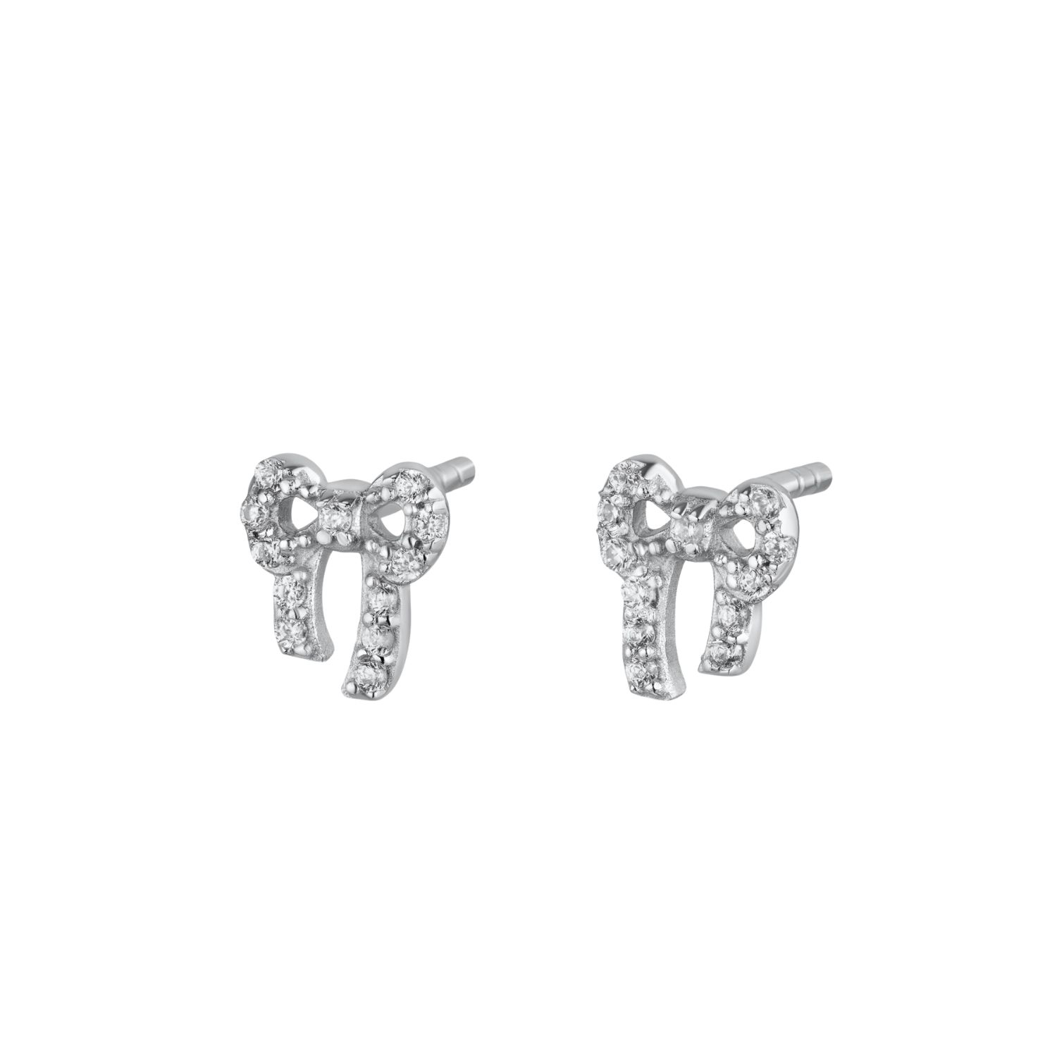 Silver Bow Stud Earrings