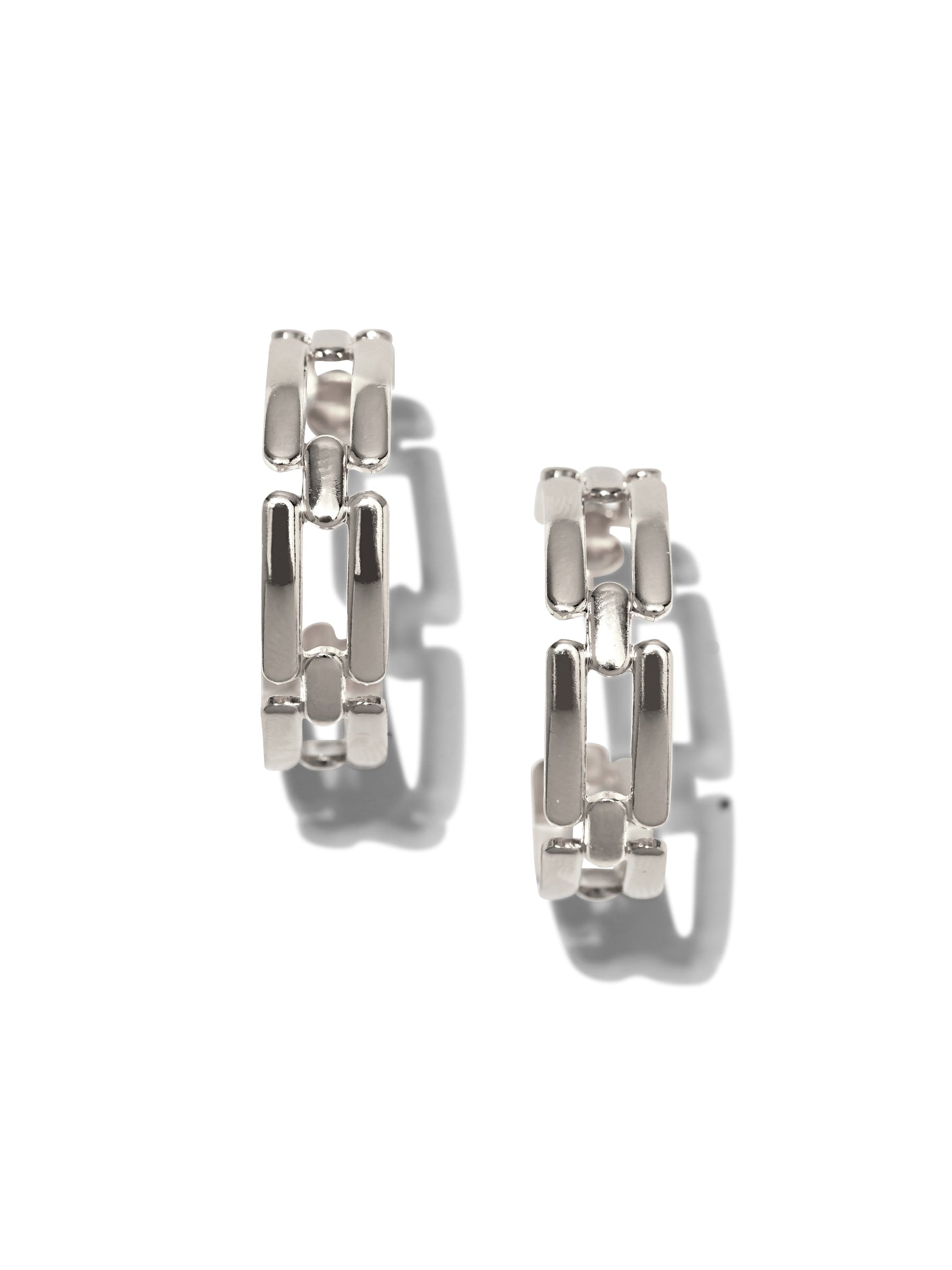 Silver Bravura Chain Hoop Post Earrings