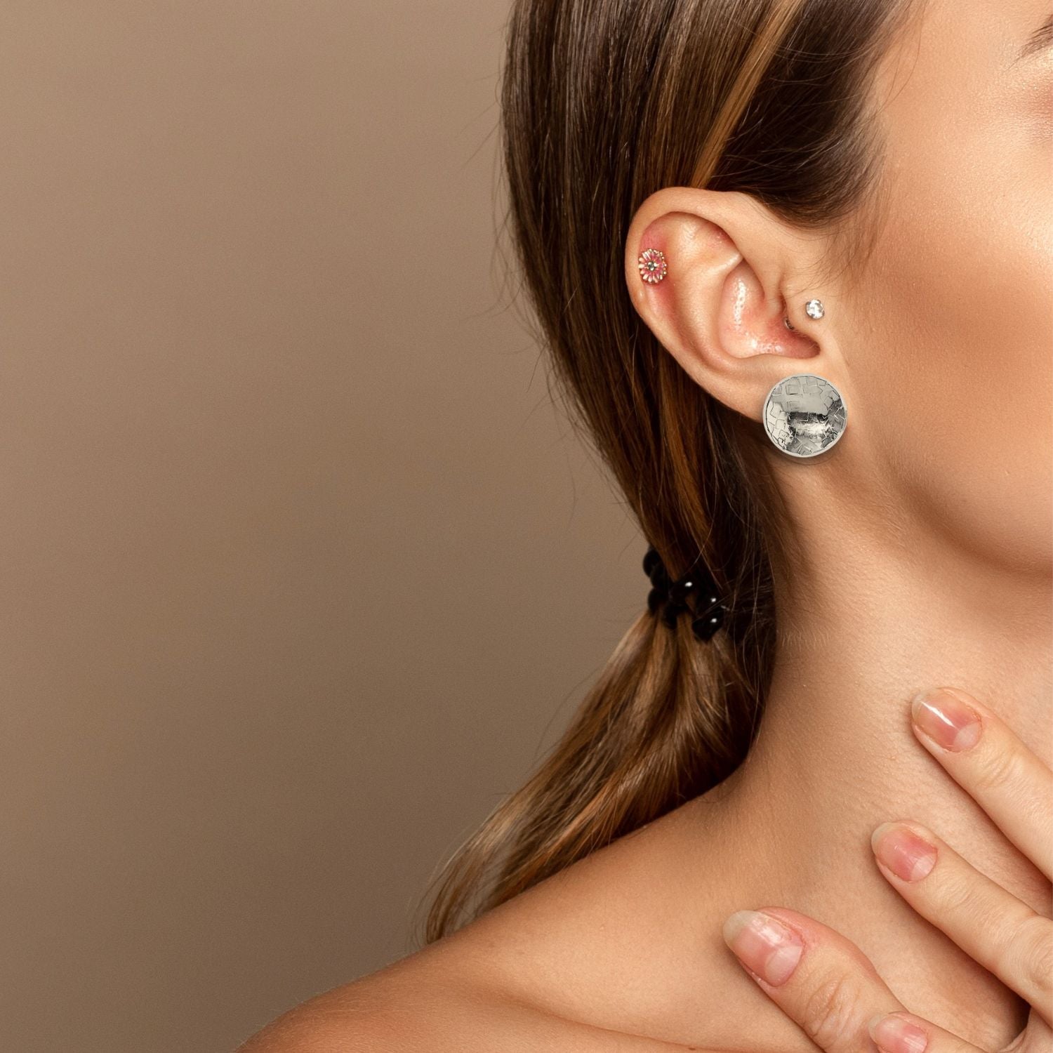 Silver Buttercup Textured Stud Post Earrings