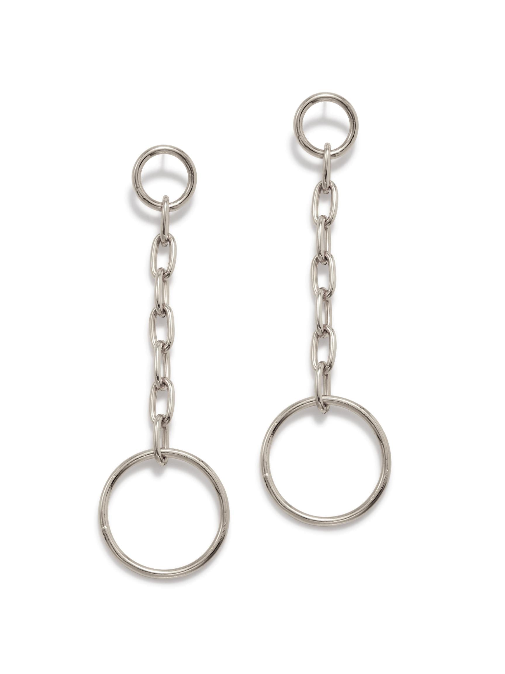 Silver Chain Reaction Drop Post Earrings
