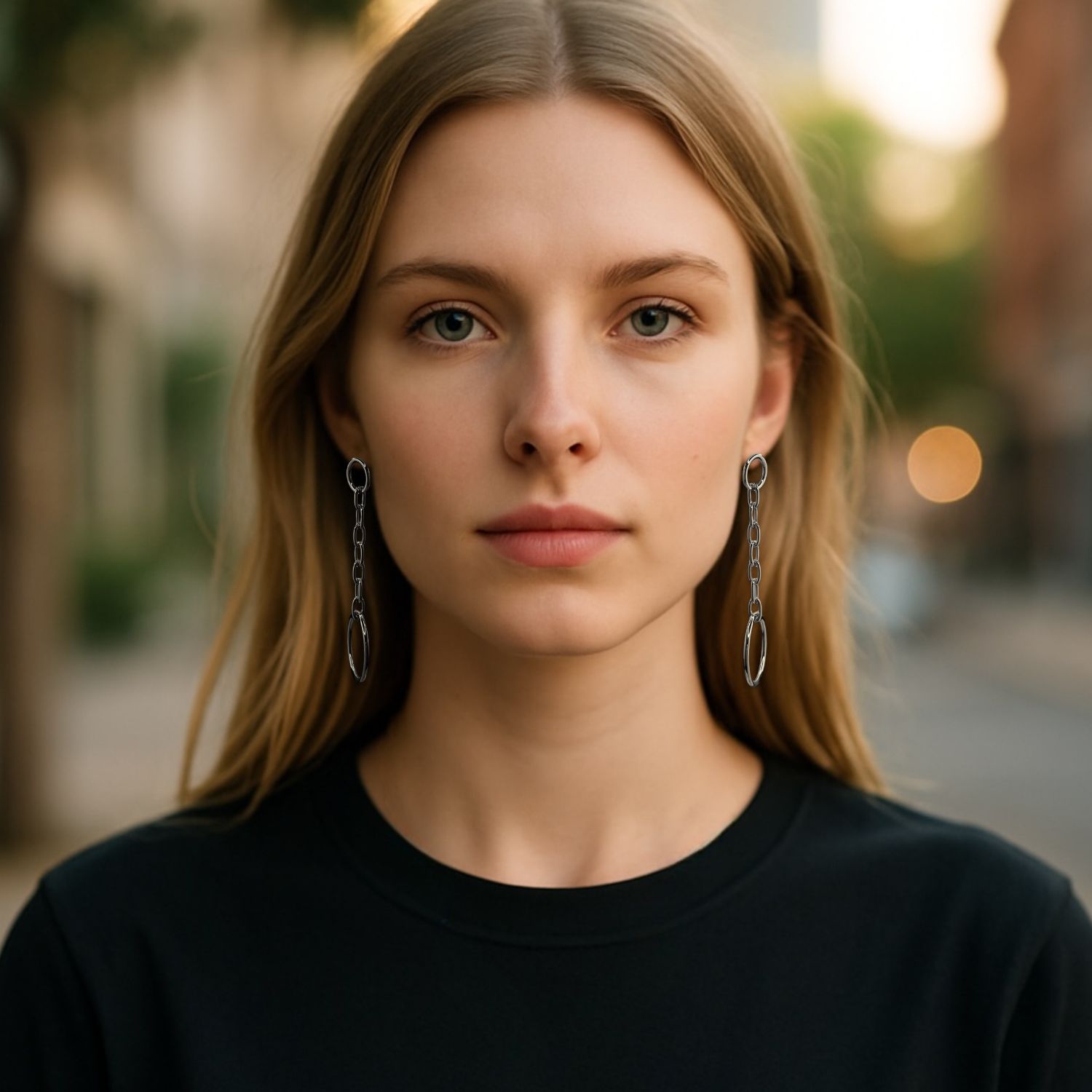 Silver Chain Reaction Drop Post Earrings