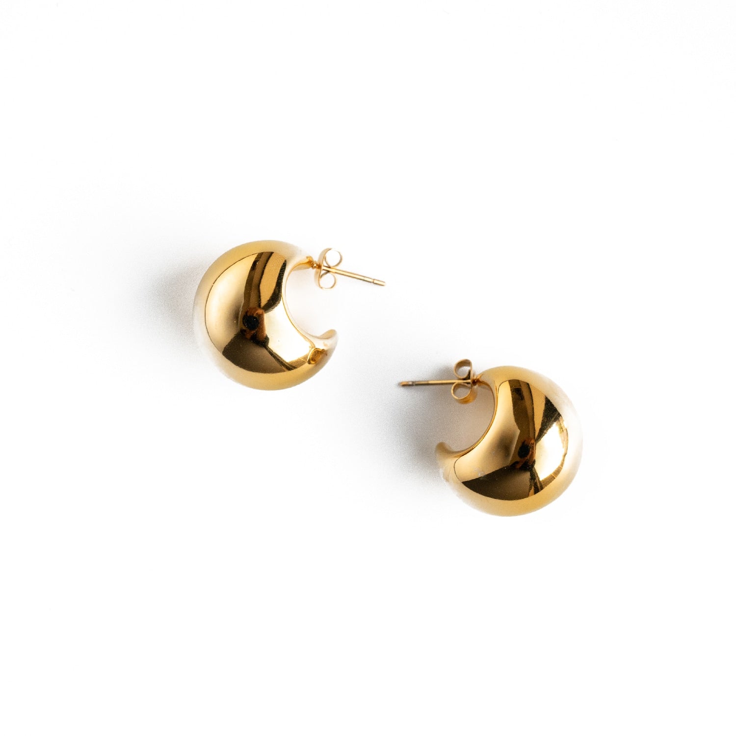 Pear Drop Gold Curve Hoop Earrings