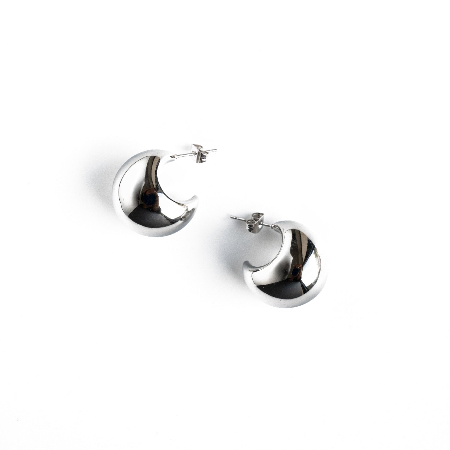 Pear Drop Silver Curve Hoop Earrings