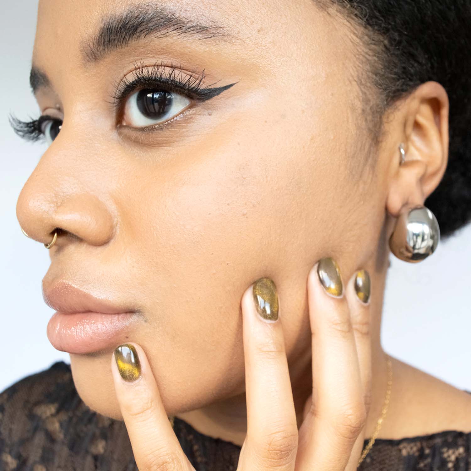 Pear Drop Silver Curve Hoop Earrings