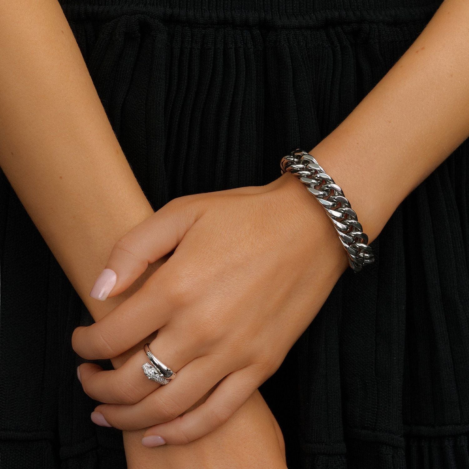 Silver Chunky Cuban Chain Bracelet