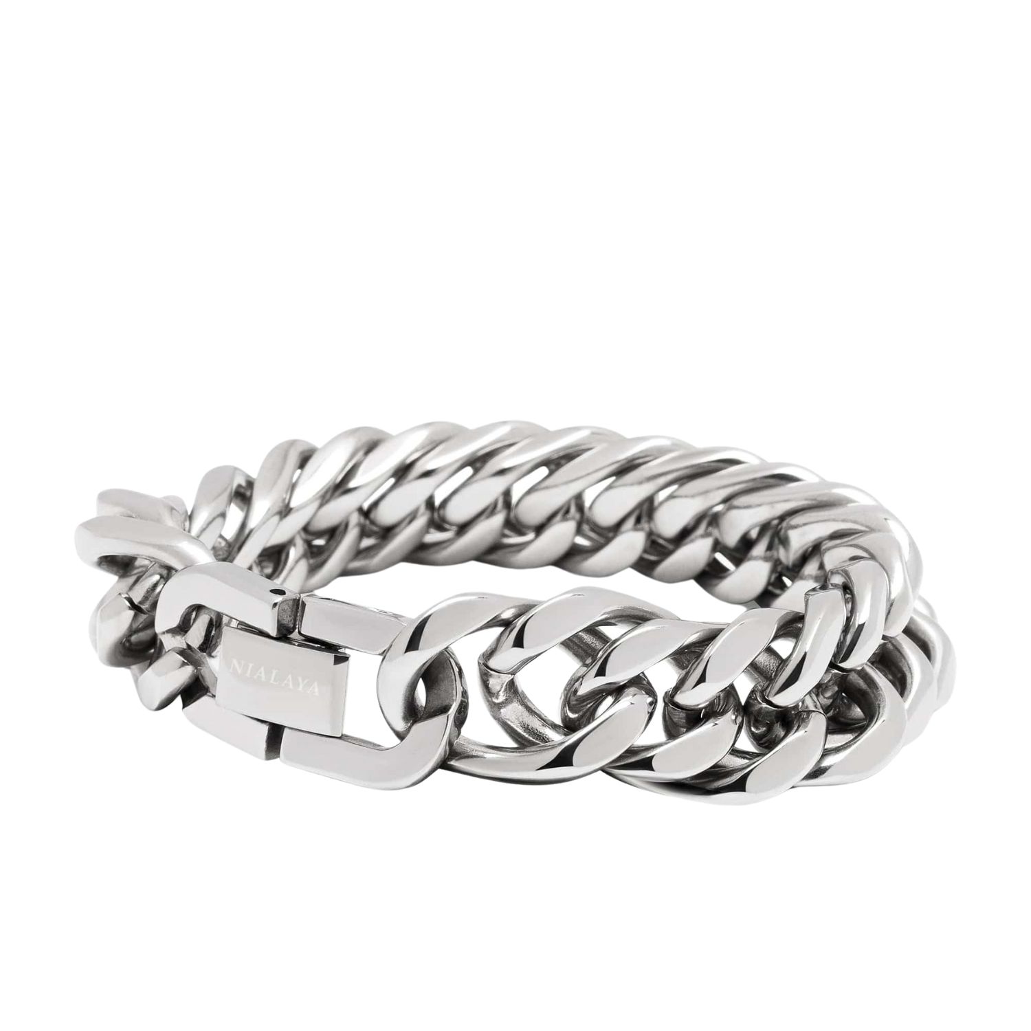 Silver Chunky Cuban Chain Bracelet