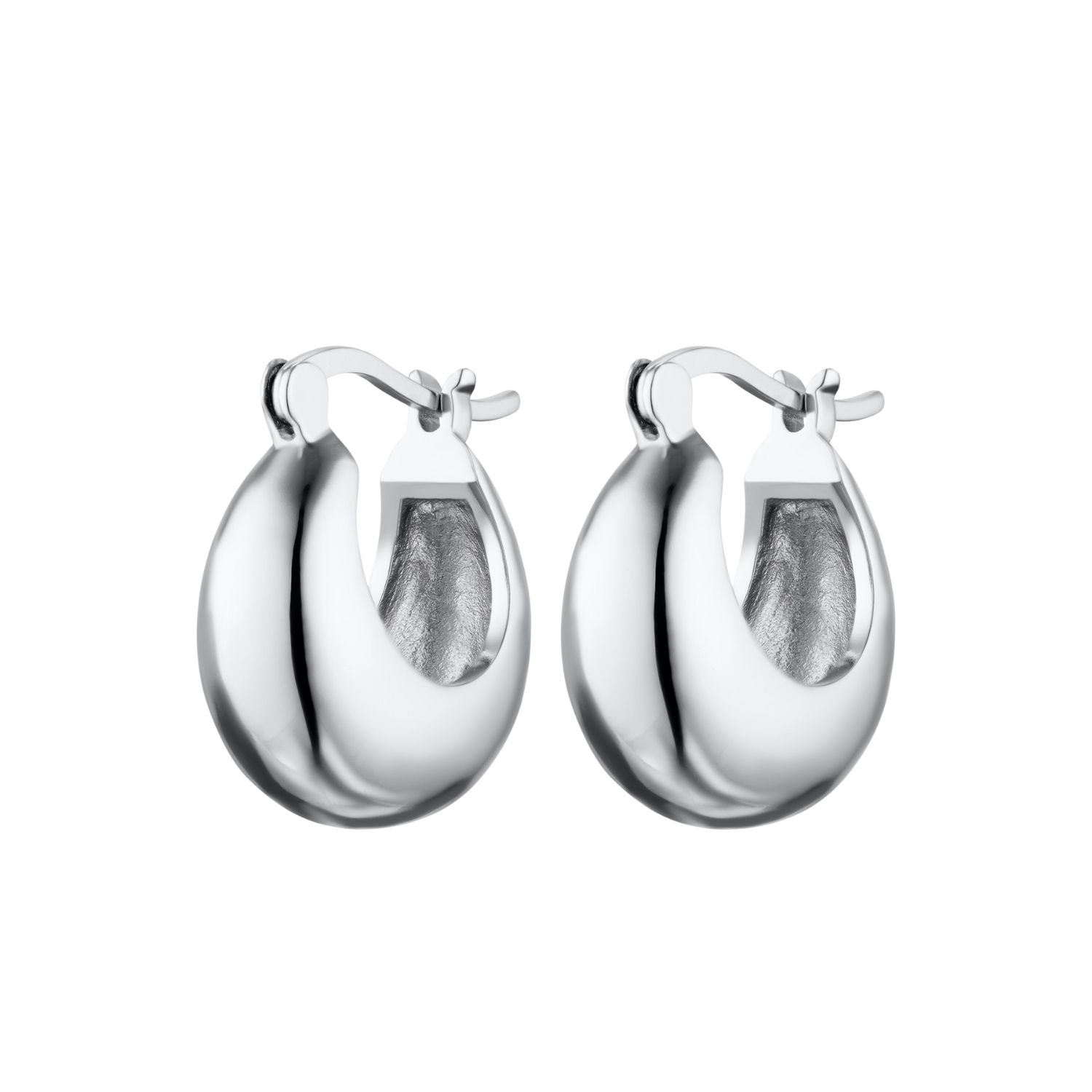 Silver Chunky Pillow Hoop Earrings