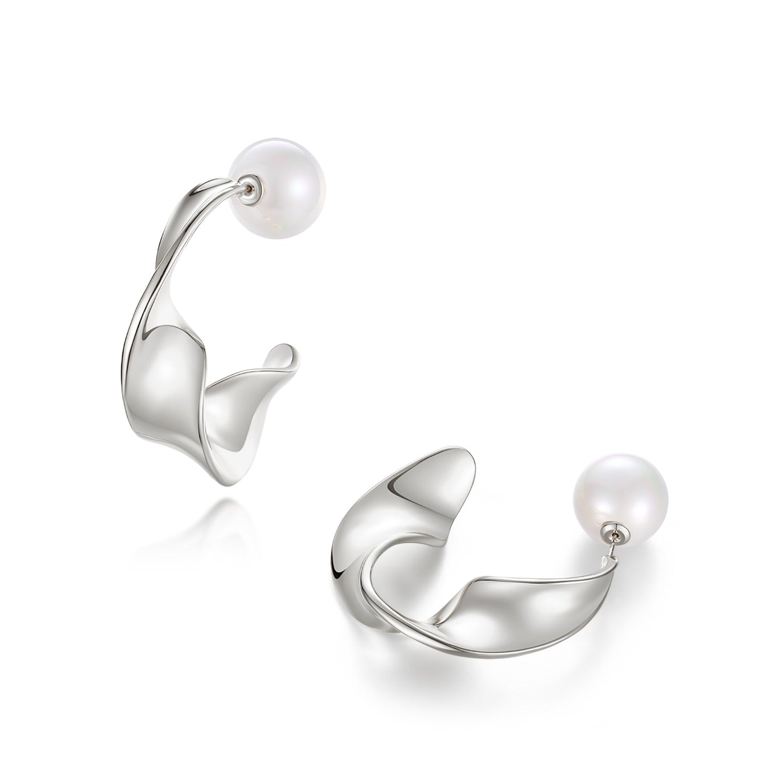 Silver Chunky Wave Hoop Earrings