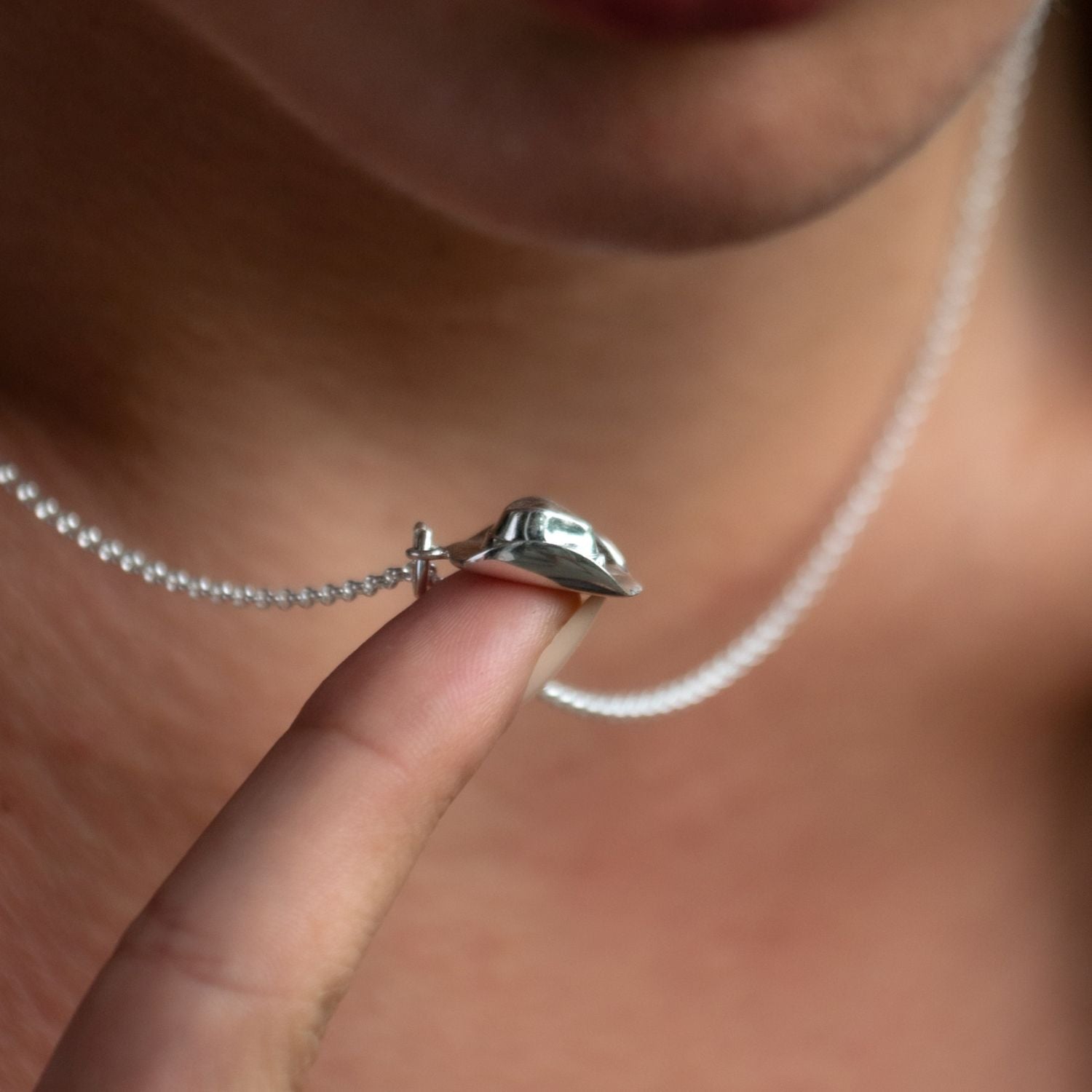 Silver Cowboy Hat Charm Necklace