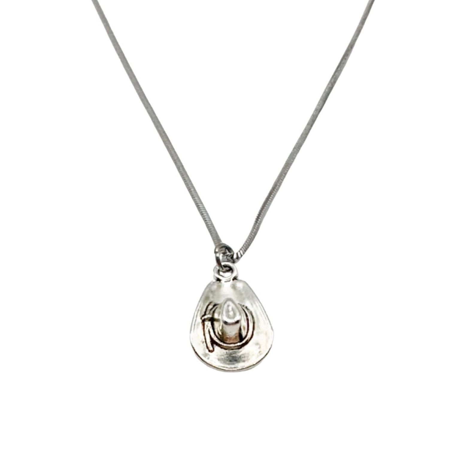 Silver Cowboy Hat Necklace