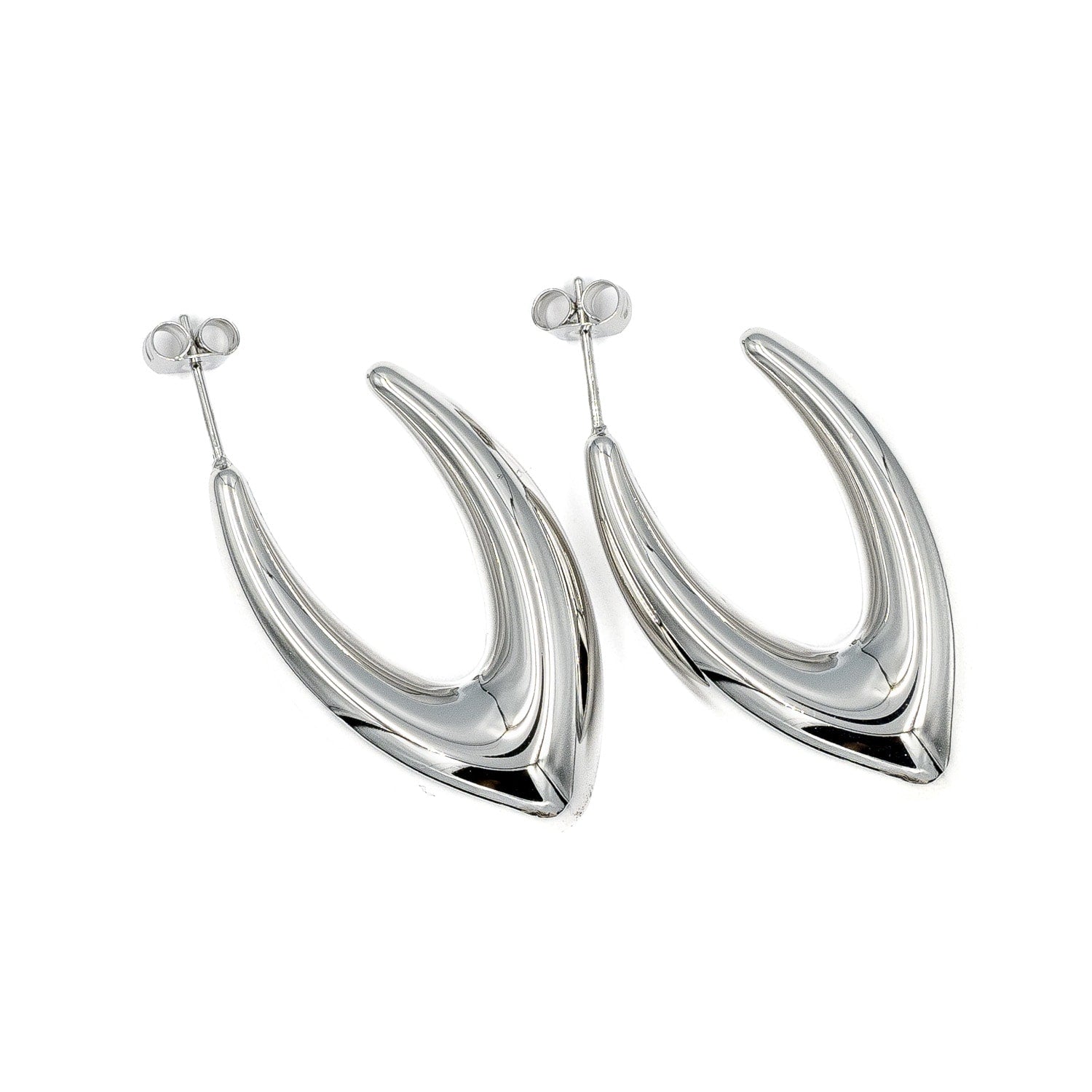 Silver Curved Hoop Earrings