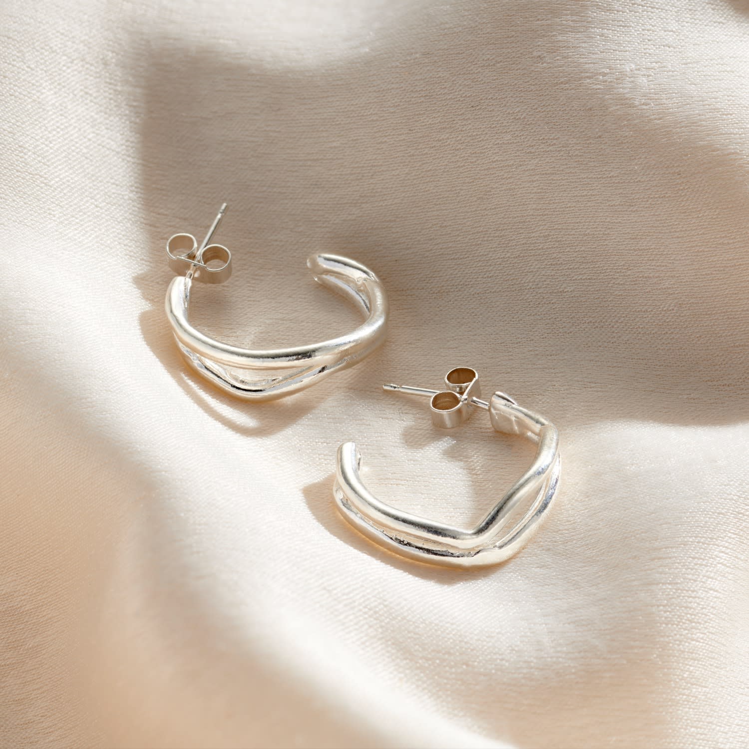 Silver Delta Open Hoop Earrings