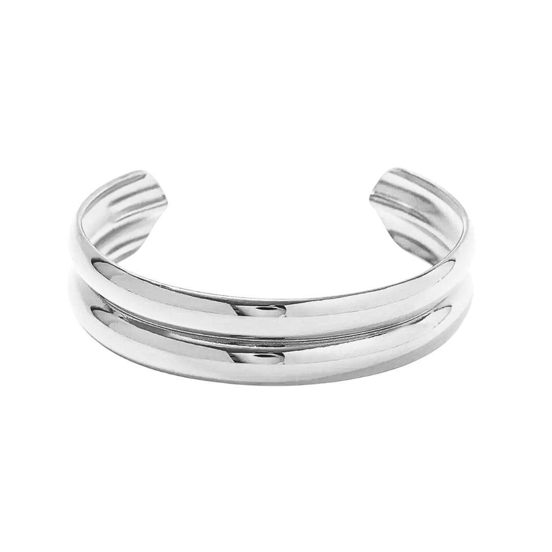Silver Double Cuff Waterproof Bracelet