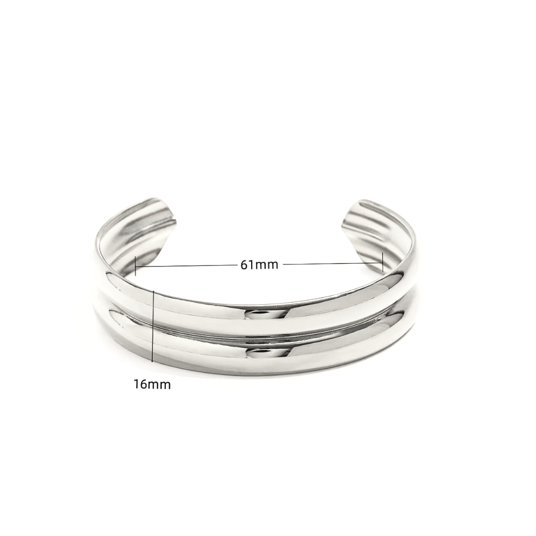 Silver Double Cuff Waterproof Bracelet