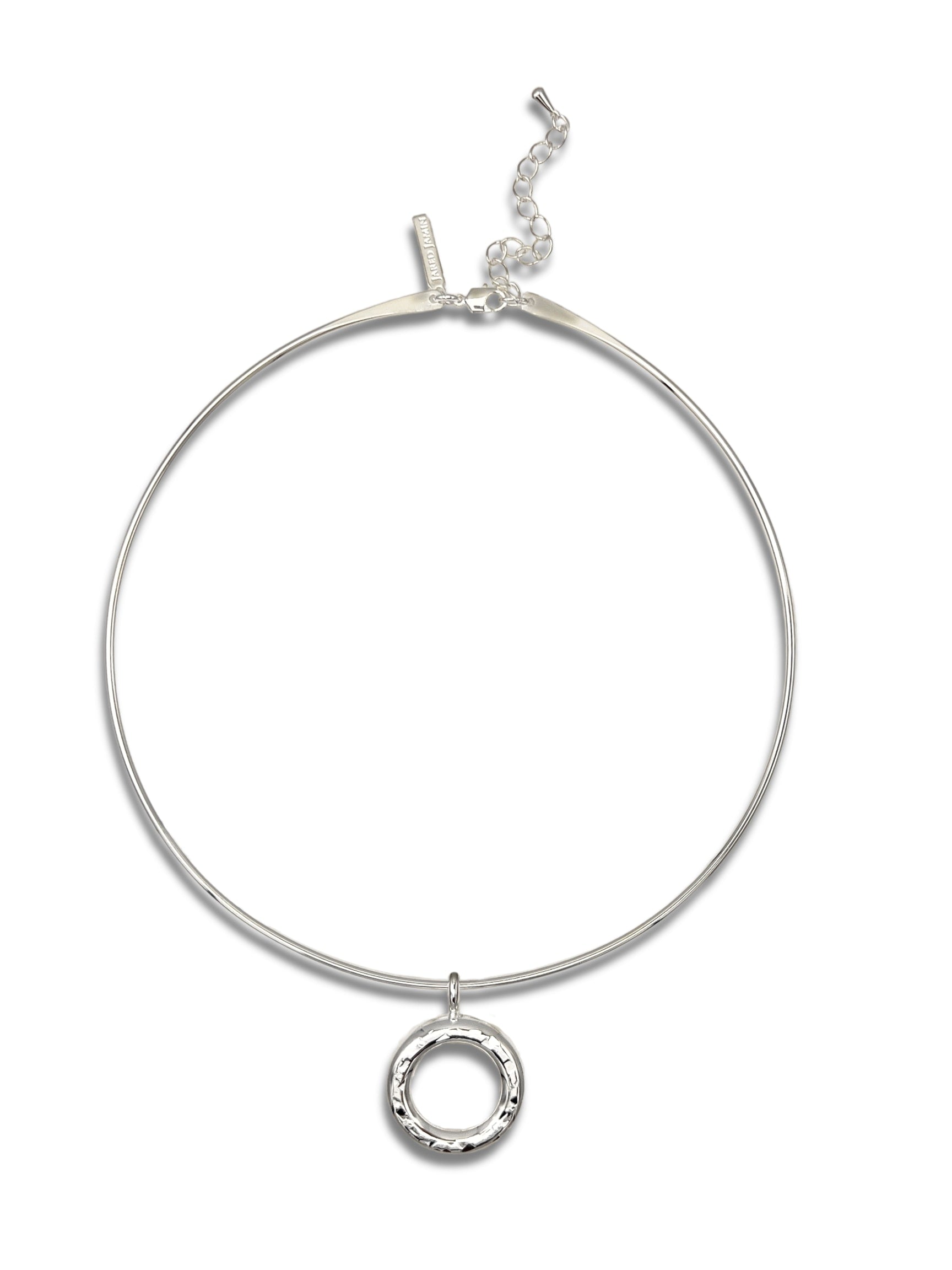 Silver Doughnut Pendant Collar Necklace