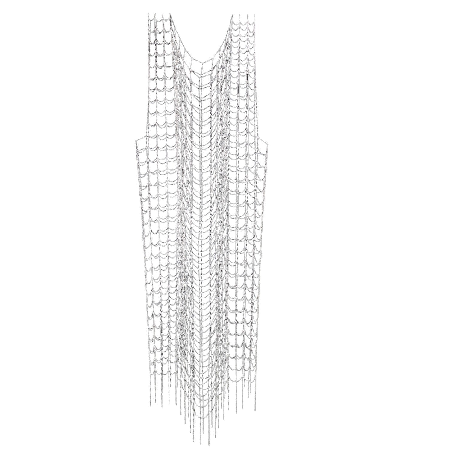 Silver Draped Chain Dress