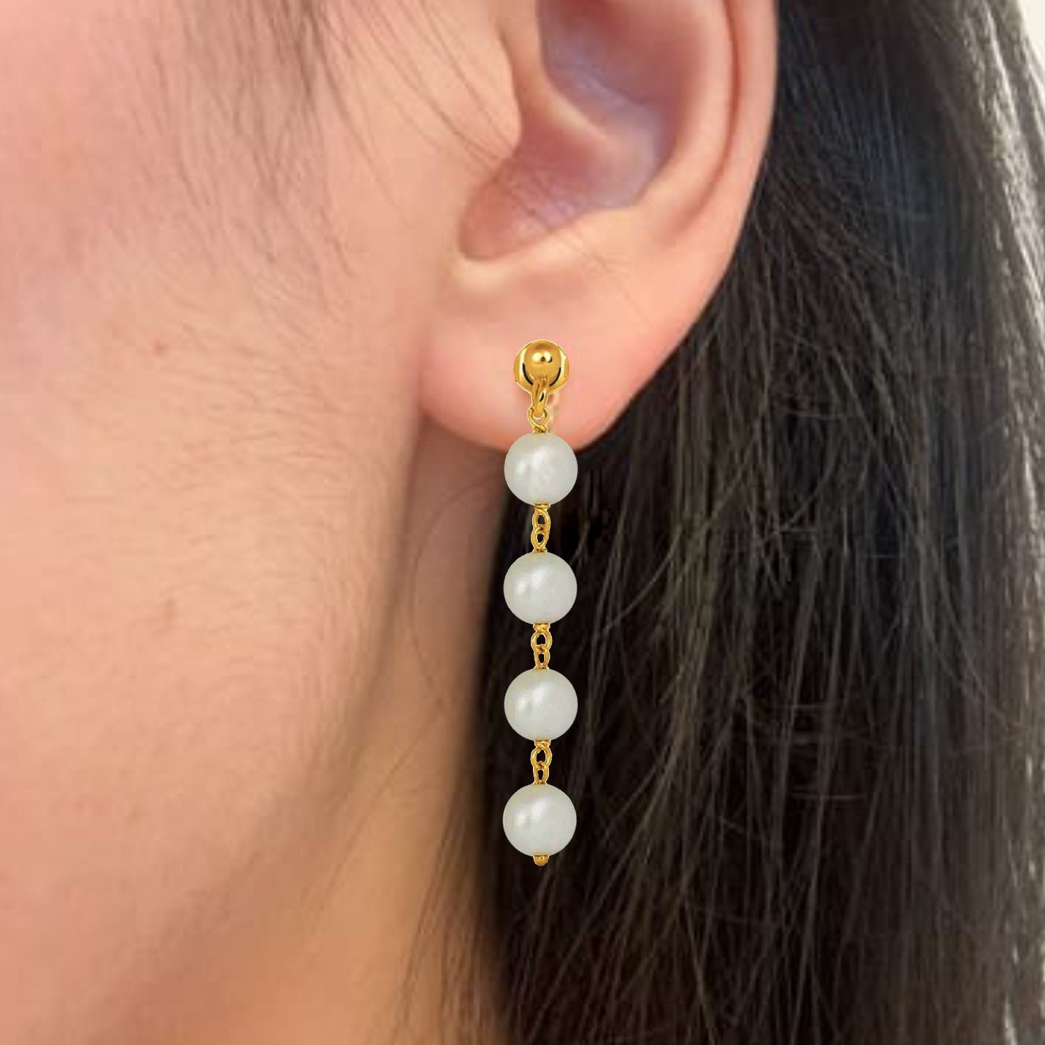 Gold-Plated Drop Earrings With Pearls